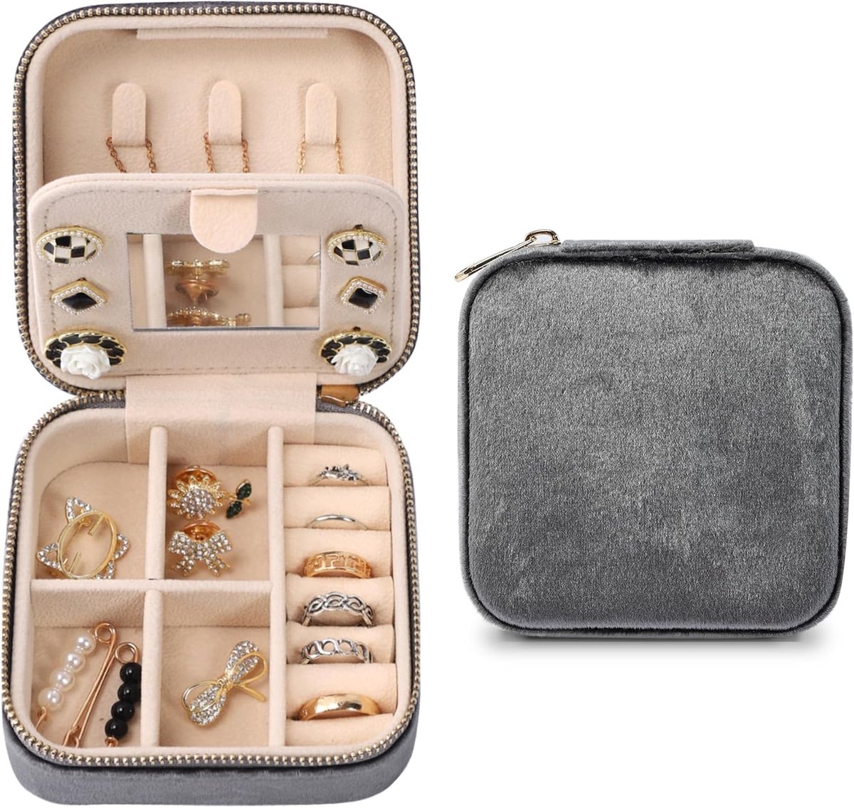 SnelShoppen - Dajasan Reiskosmetiekdoos, Kleine Sieradenbox voor Vrouwen, Velvet Sieraden Organizer, Cadeaubox voor Vrouwen Meisjes Moeders Kinderen G