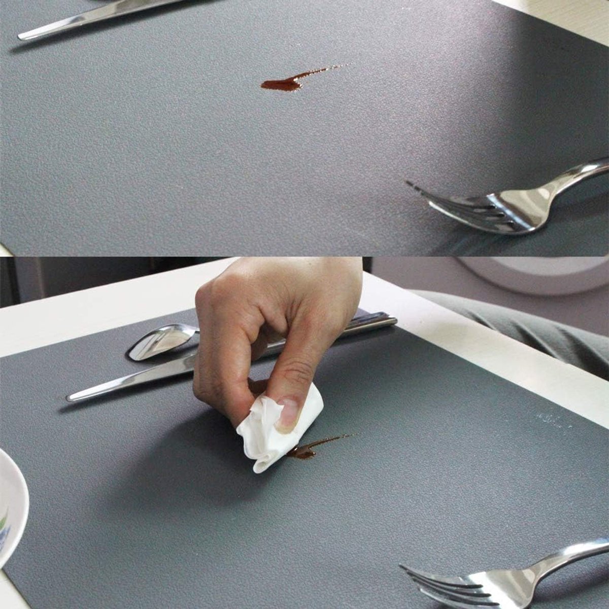 SnelShoppen - Silicone Placemats Set van 4 - Kindvriendelijke Waterdichte, Hittebestendige en Antislip Keuken Tafelmatten - Donkergrijs voor Eetkamer