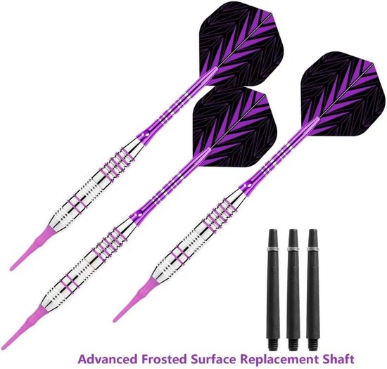 SnelShoppen - Professionele Dart Flights met Plastic Tips, 18g, 3 Stuks, Soft Darts voor Elektronische Dartborden, Inclusief 30 Plastic Dart Tips, 6 F van Snelshoppen — afbeelding 3