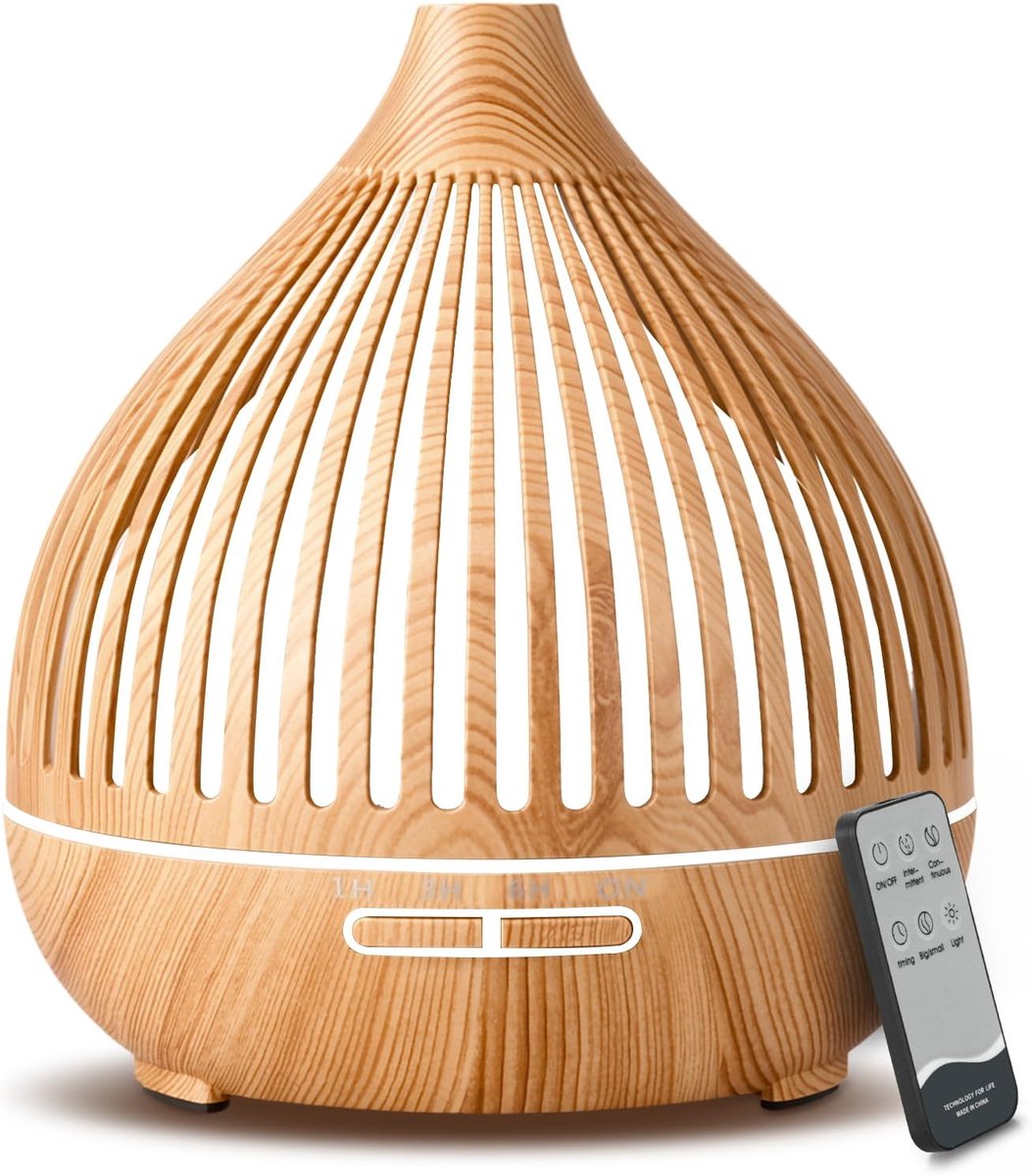SnelShoppen - Cozary Aromadiffuser voor Etherische Oliën 400 ml - Ultrasoon Luchtbevochtiger met 7 Kleuren LED, Afstandsbediening, 3 Timers en Automat