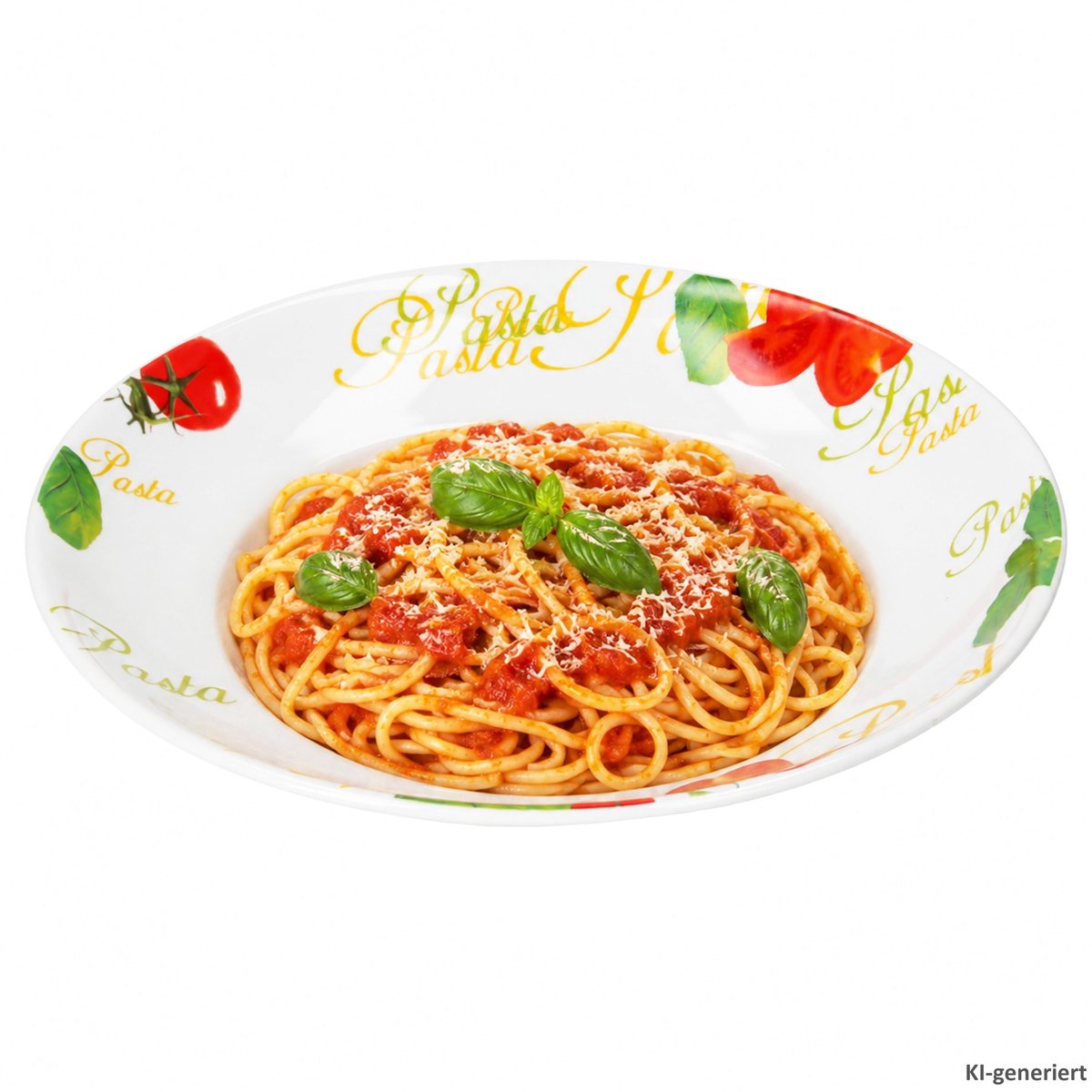 TOMATE Pastabord met decor en tekst van porselein – DN3000070