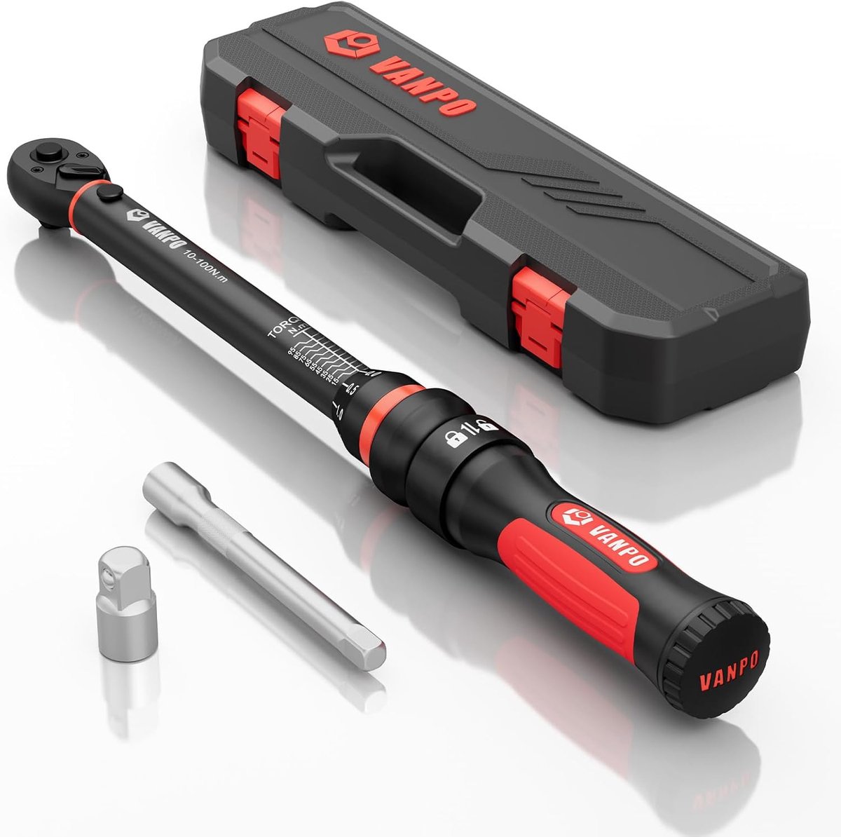 SnelShoppen - Krachtdopsleutel 3/8 inch, 10-100 NM - Professionele momentsleutel voor auto, motor en fiets - Ideaal voor remklauwen, 40 cm lengte voor