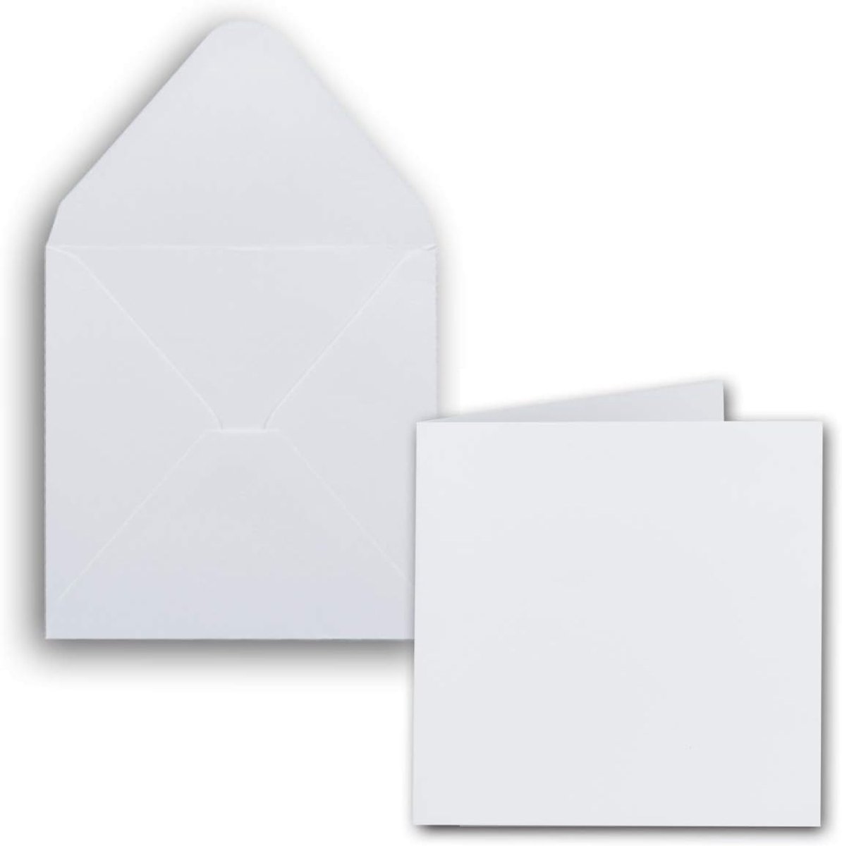 SnelShoppen - Pack van 50 vierkante kaarten met enveloppen, blanco, 14 x 14 cm, felwit, printbare uitnodigingskaarten, ideaal voor kerst, felicitaties