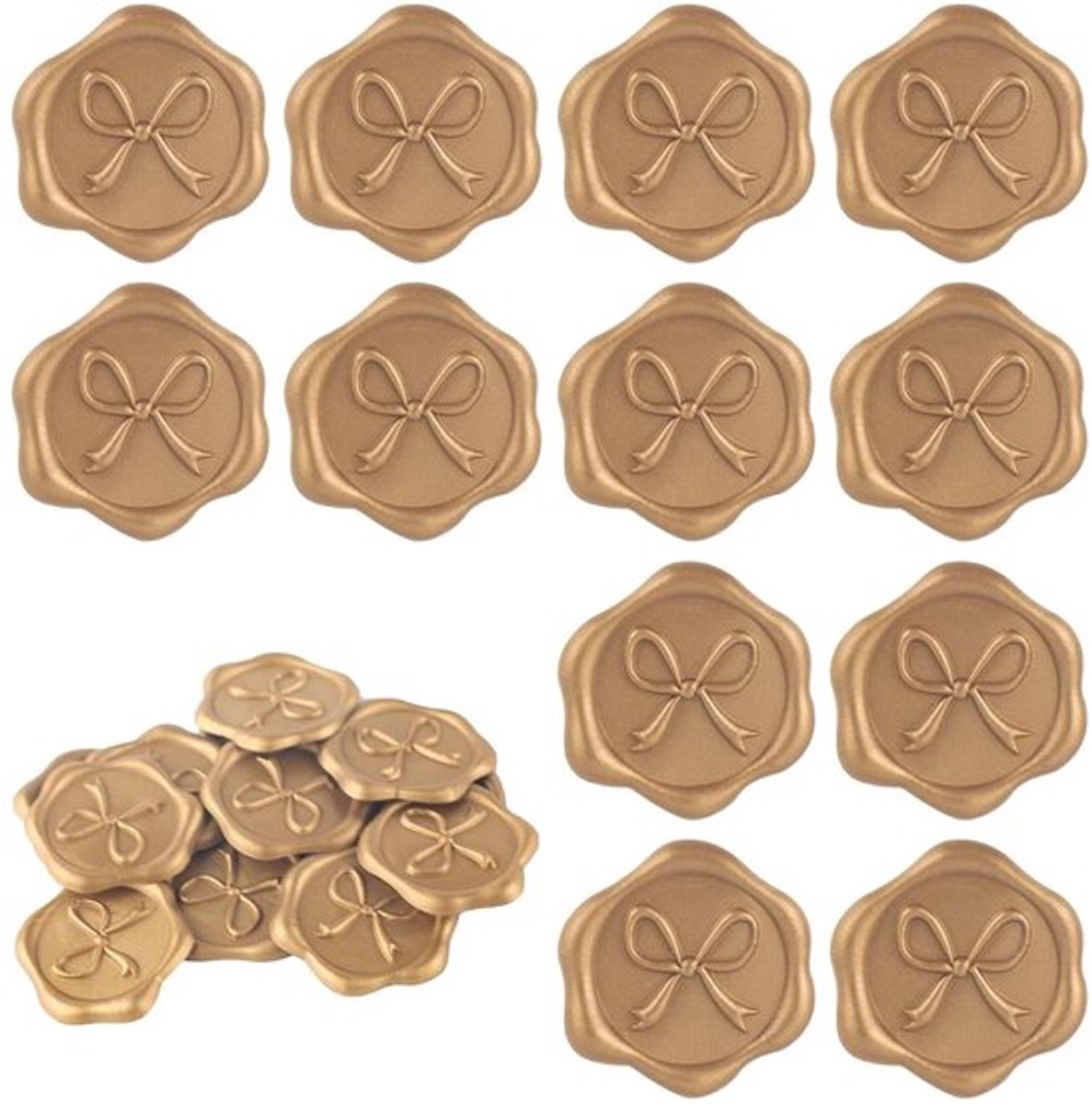 100 Elegante Gouden 3D Envelop Zegel Stickers - Set van 100 stuks | Ideaal voor Bruiloft, Feest, Uitnodigingen, Wenskaarten | Zelfklevende Wax Stickers - 3 cm