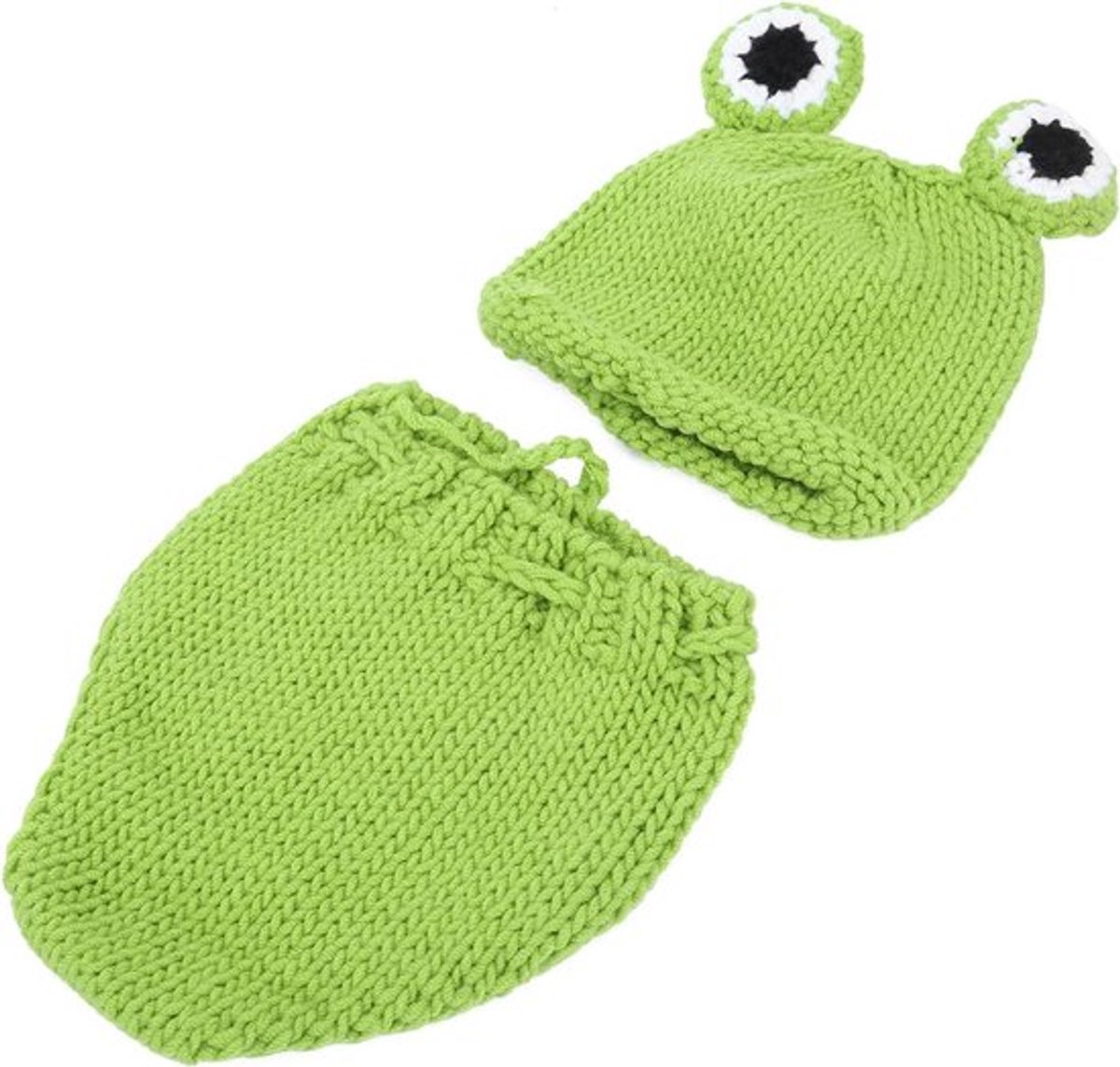 Pasgeboren Fotografie Prop Set voor Babyhoed en Broek - Zachte Katoenen Blend Outfit voor 0-6 Maanden - Groen Themakleur