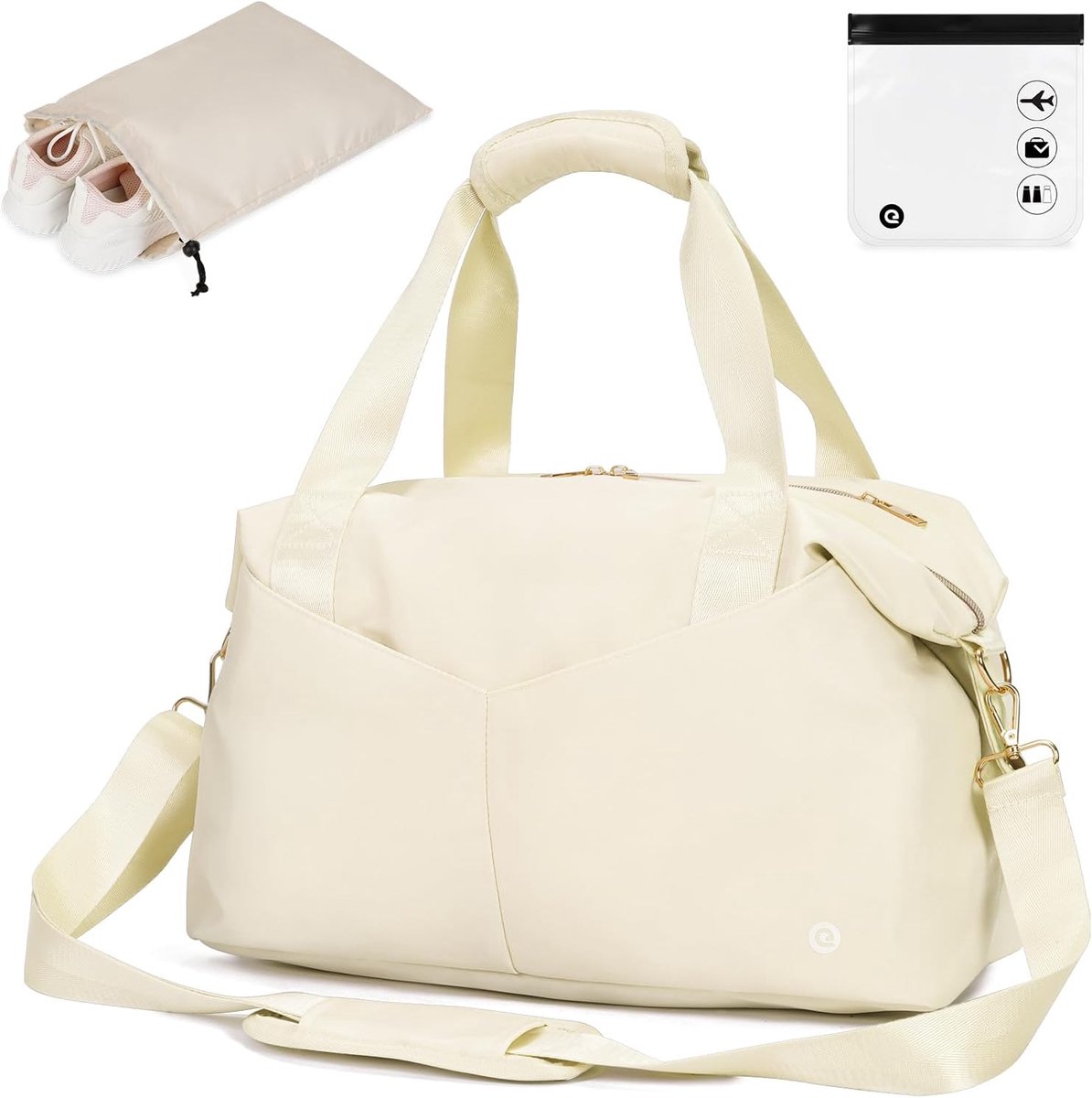 SnelShoppen - Ceneda Kleine Sporttas Reistas met Nat Vak voor Training en Reizen, Beige, 40x20x25cm, Multifunctionele Tote