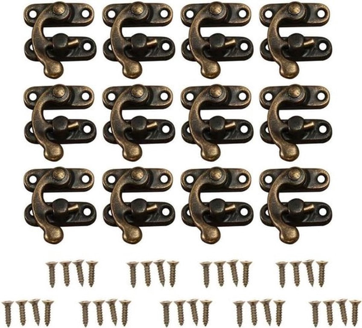 Decoratieve grendel voor antieke kisten en dozen - messing afwerking - ideaal voor sieraden en wijncadeaus. Inclusief schroeven voor eenvoudige bevestiging - klassiek en elegant ontwerp.