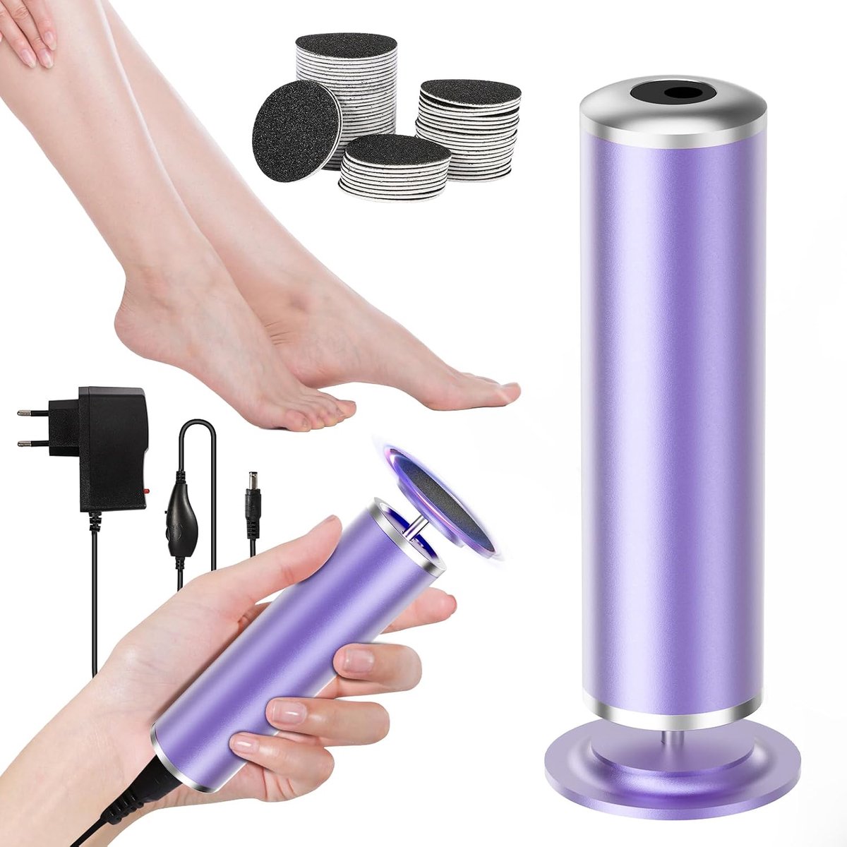 SnelShoppen - Elektrische Voetvijl met 60 Schuurpads | Traploze Snelheidsregeling, Aluminium, 0 tot 1200 rpm, Professionele Pedicure Apparaat voor Dod