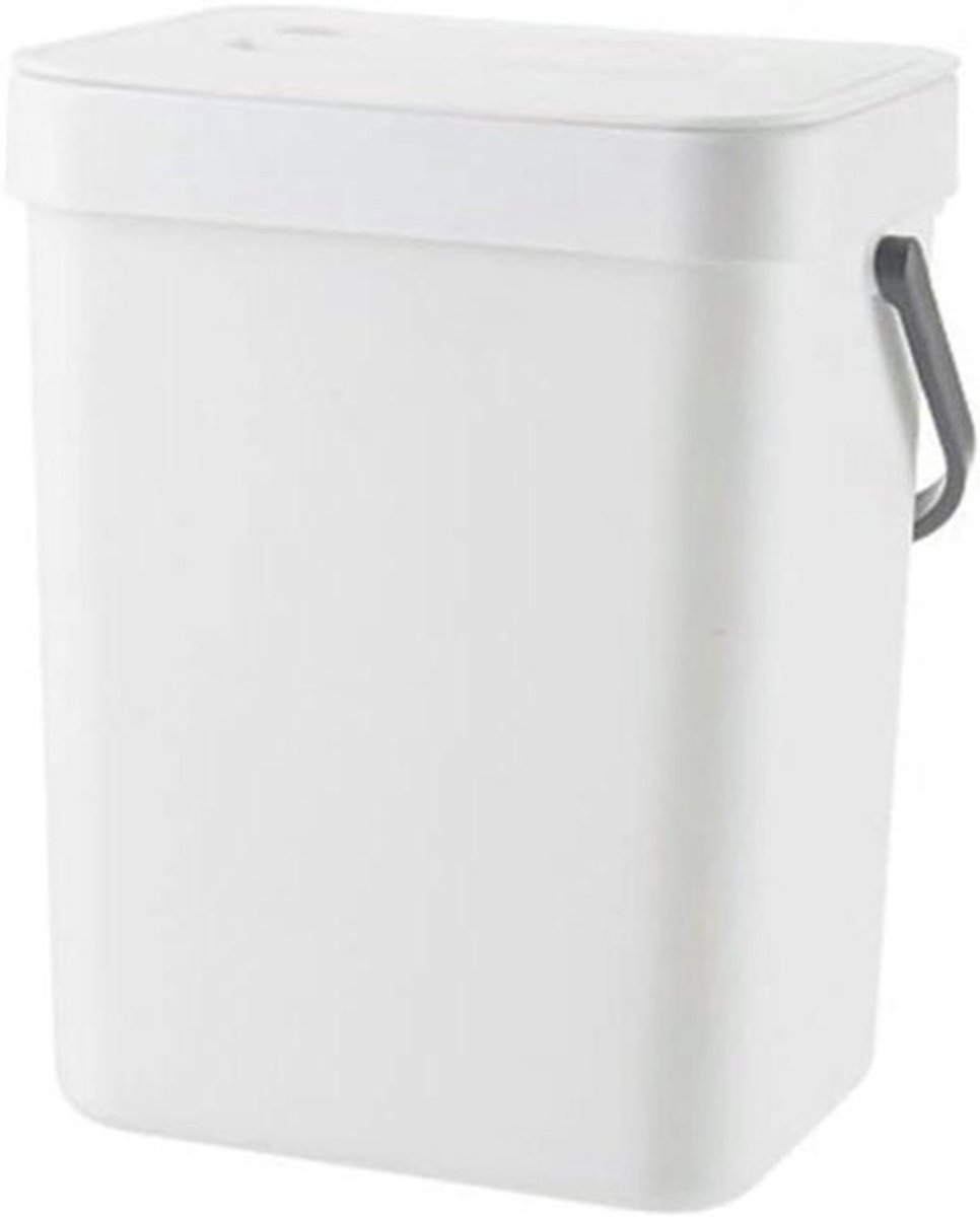 Keukenafvalbak met deksel en draagbare handgreep - Compacte compostbak voor keuken - Praktische aanrechtcontainer voor afval - Composteerbak 16,1 x 13 x 20,5 cm