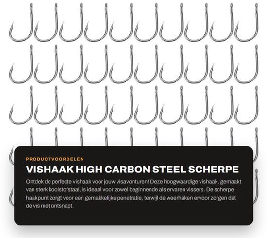 Allecto - Vishaak - High Carbon Steel - Scherpe haakpunt - 50 Stuks - Corrosiewerend - Voor Outdoor Activiteiten - Model 6# van Merkloos — afbeelding 2