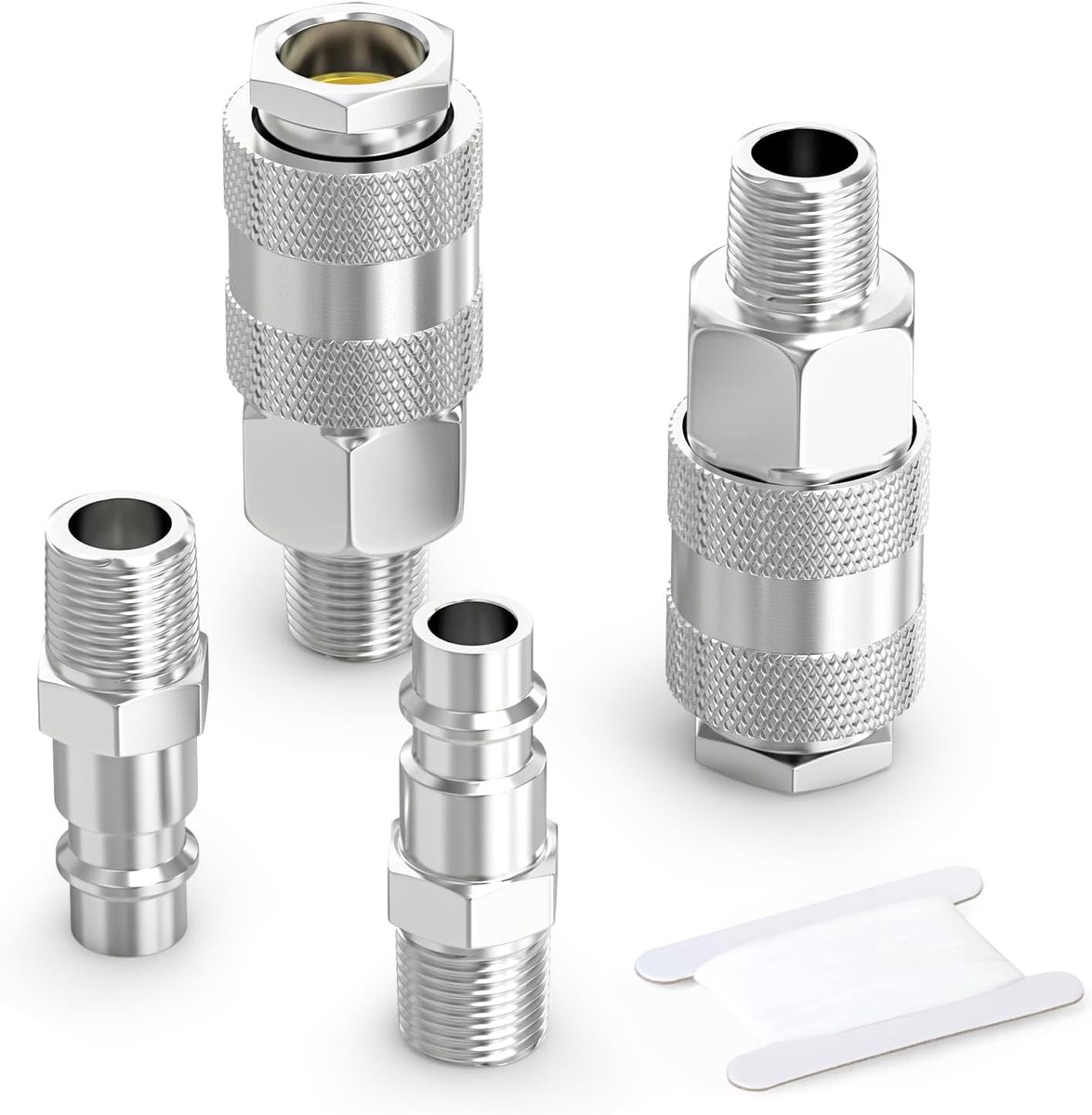 SnelShoppen - 4 Stuks 1/4 Inch Luchtleiding Koppelingen, 1/4" BSP Mannelijke Draad, Duurzaam en Corrosiebestendig, Ideaal voor Luchtcompressor en Gere