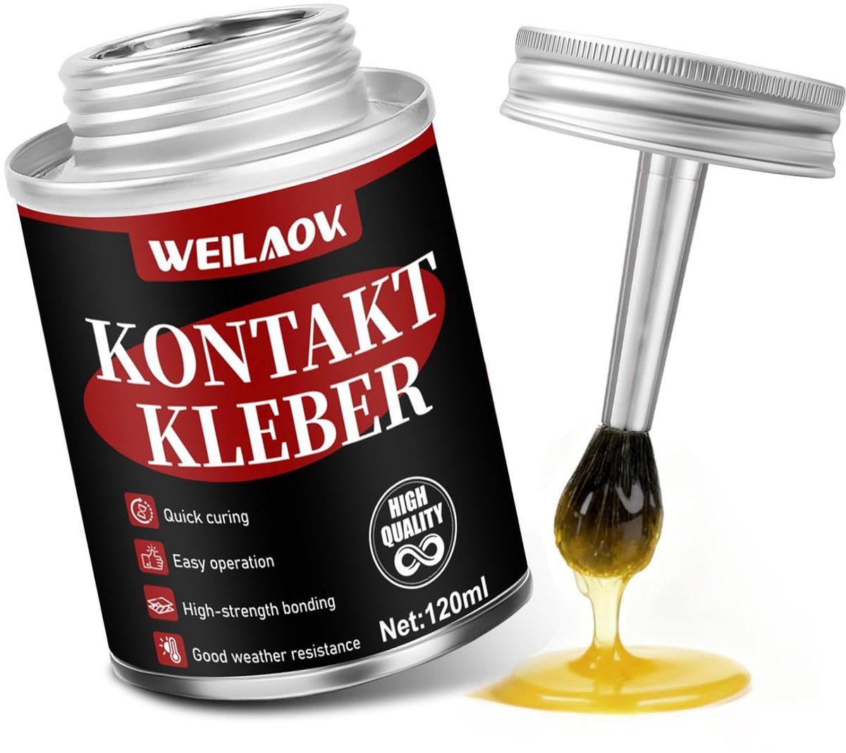 SnelShoppen - Neopreen Contactlijm Extra Sterk, Waterdicht, Geschikt voor Schoenzolen, Truckdoek, Kurk, Metaal, Leer, 120 ml met Borstel