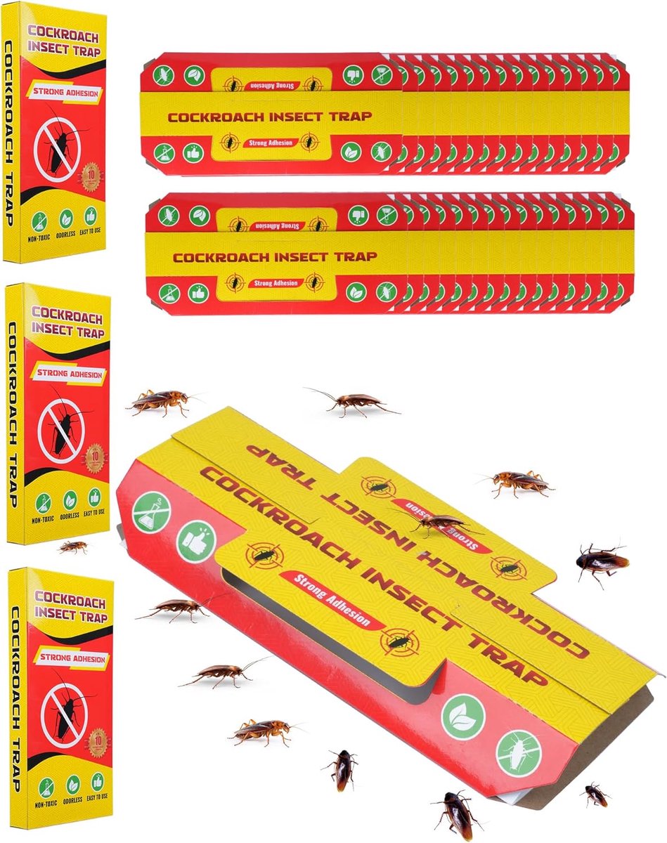 SnelShoppen - 30 x Kakkerlakkenval - Effectieve Insectenbestrijding - Kwaliteitsmateriaal - Ideaal voor Keuken, Badkamer en Huishouden