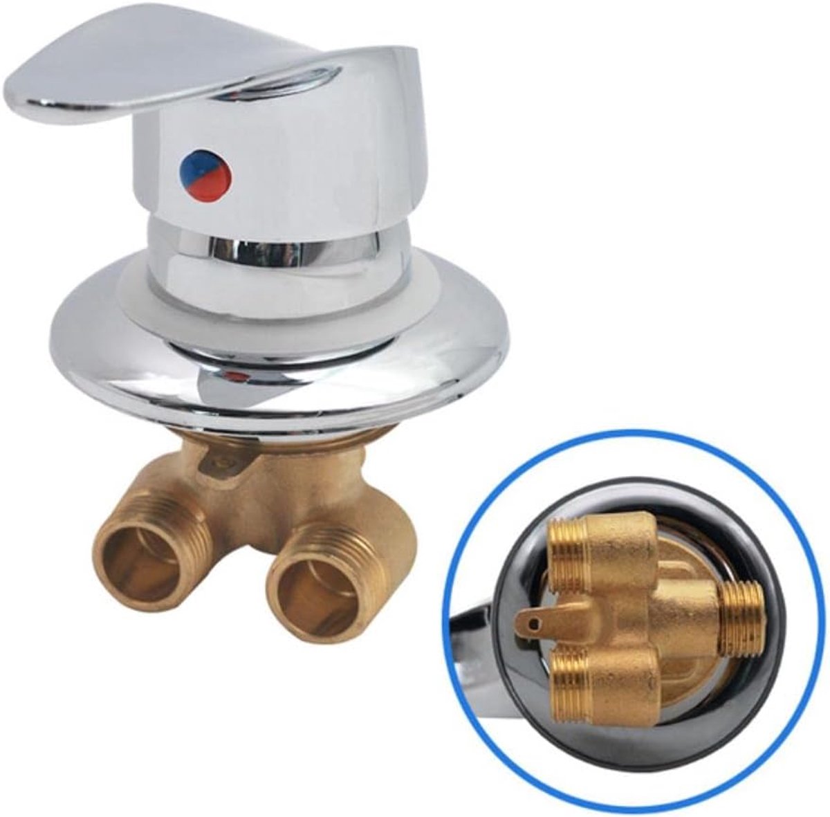SnelShoppen - Douchekraan Mengkraan Messing Verchroomd Douchemengkraan met Diverter G1/2" Aansluiting Koud & Warm Water
