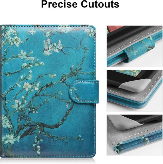SnelShoppen - Universele E-Book Reader Hoes voor 6-6.8 Inch, Beschermende Case met Ingebouwde Pocket, Bloemenprint, Geschikt voor Kindle Paperwhite, K van Snelshoppen — afbeelding 4