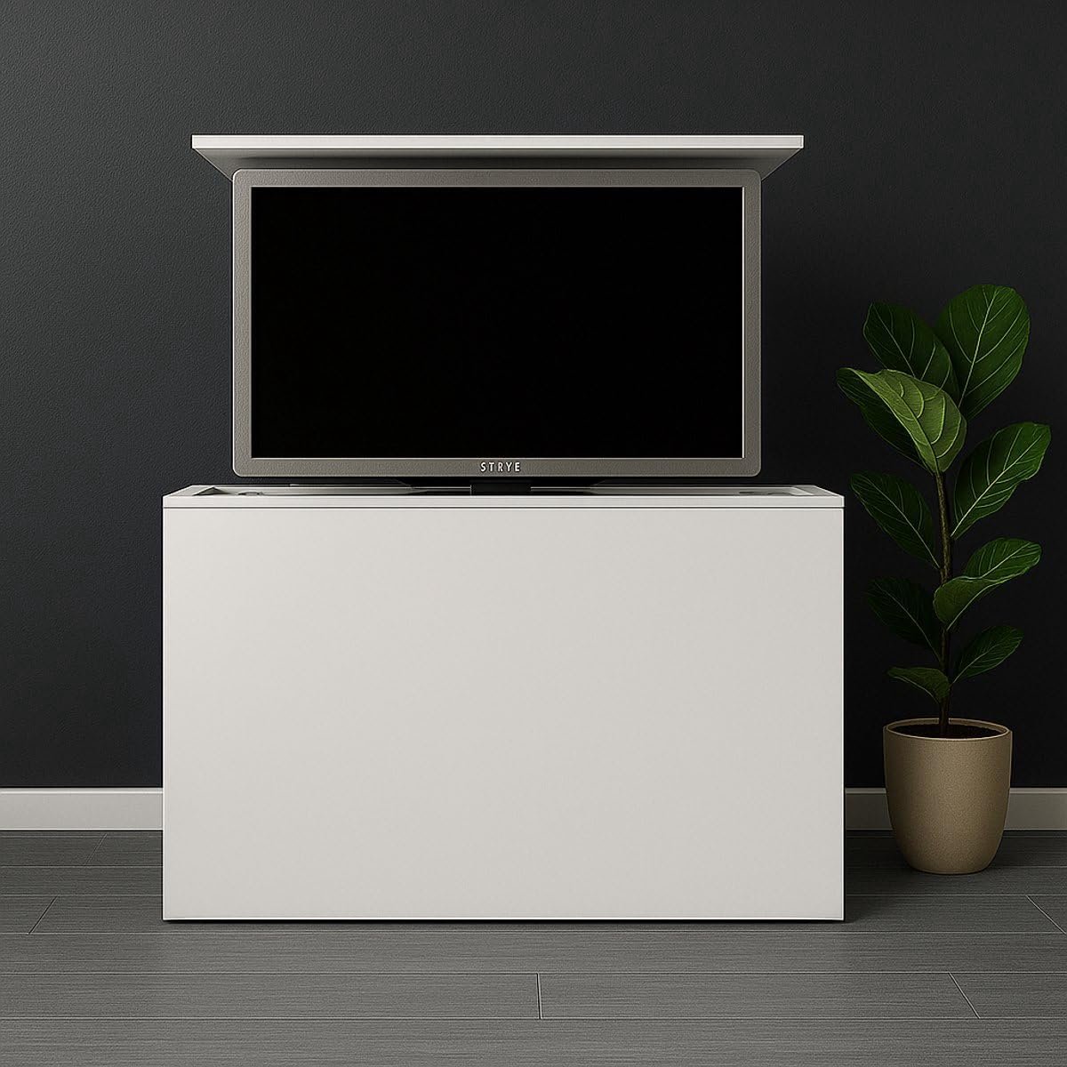 SnelShoppen - TV Lift Meubel 114x80x30 - Wit Gegrond MDF Kast voor 32-43 Inch TV - Elektrische TV-Lift met Stijlvol Design voor Woonkamer