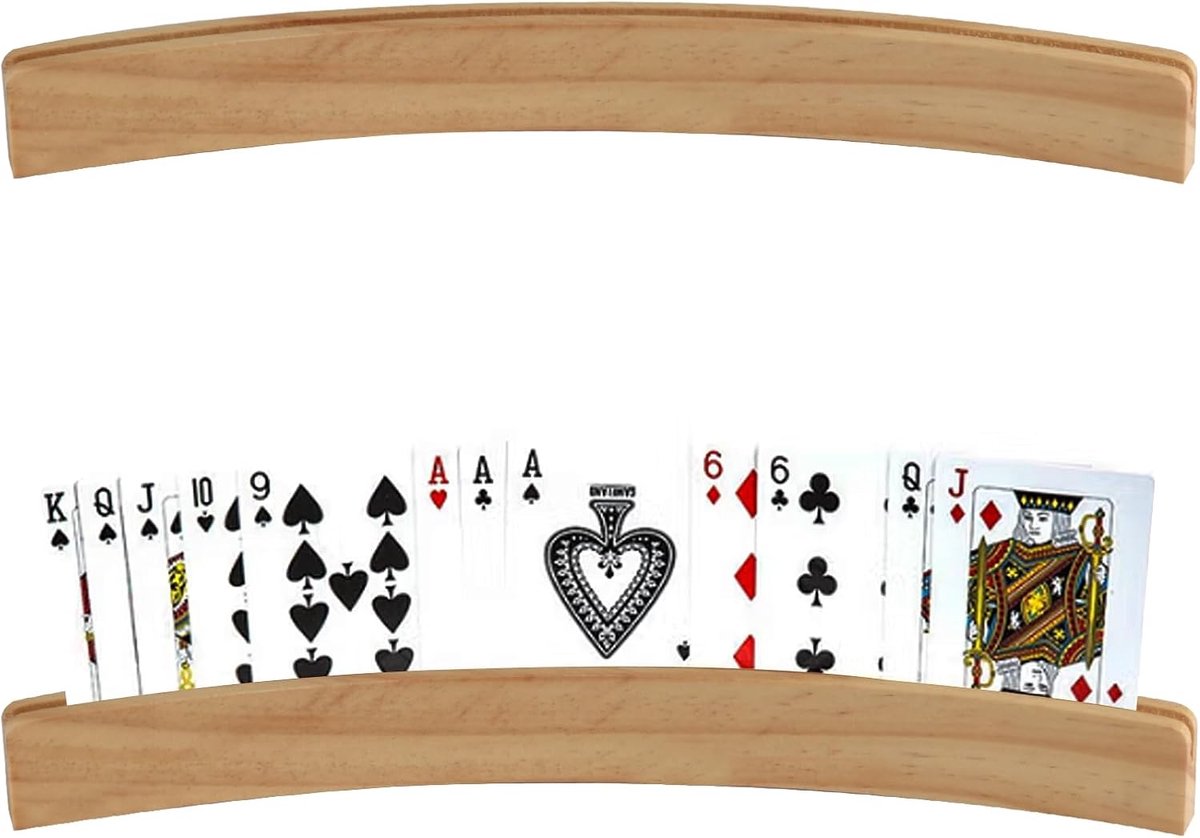 SnelShoppen - 2 Stuks Houten Speelkaartenhouders - Gebogen Pokerkaartenhouder - Handsfree UNO & Brugspel Organisatoren - Ideaal voor Spelletjesavonden