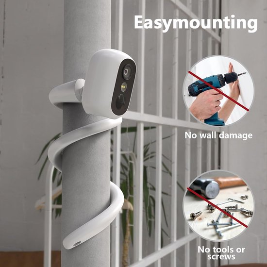 SnelShoppen - Flexibele Camera Bevestiging Voor eufy eufyCam C35 - Makkelijk Te Installeren Zonder Boren - Geschikt Voor Fences, Metaalstangen - Duurz van Snelshoppen — afbeelding 3