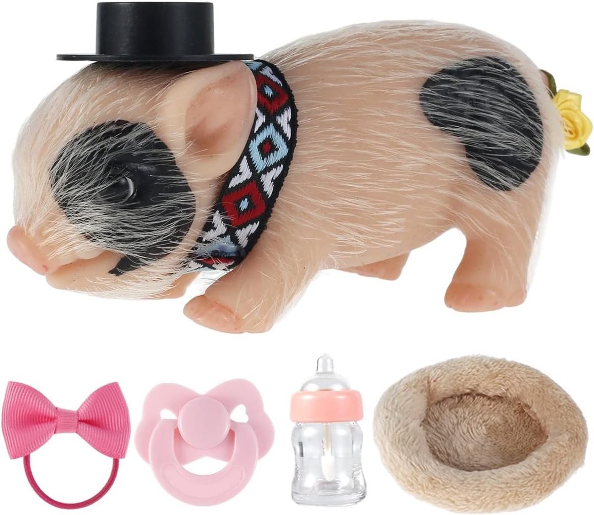SnelShoppen - Silicone Miniatuur Varkentje 15 cm - Schattige Tuindecoratie & Taartdecoratie - Veilig en Duurzaam - Perfect voor Kinderfeestjes en Crea