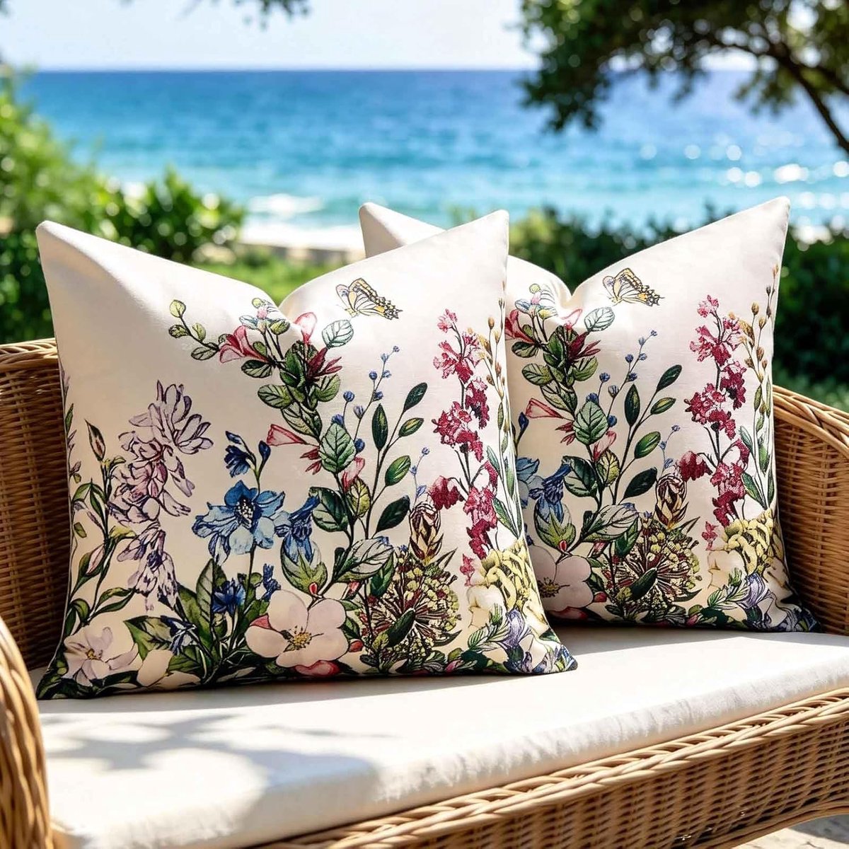 SnelShoppen - 40x40 cm Multi-Coloured Waterdichte Decoratieve Kussenhoezen voor Tuin, Sofa, Stoelen - Wasbare Sintetische Linnen Kussen Covers (2 Stuk