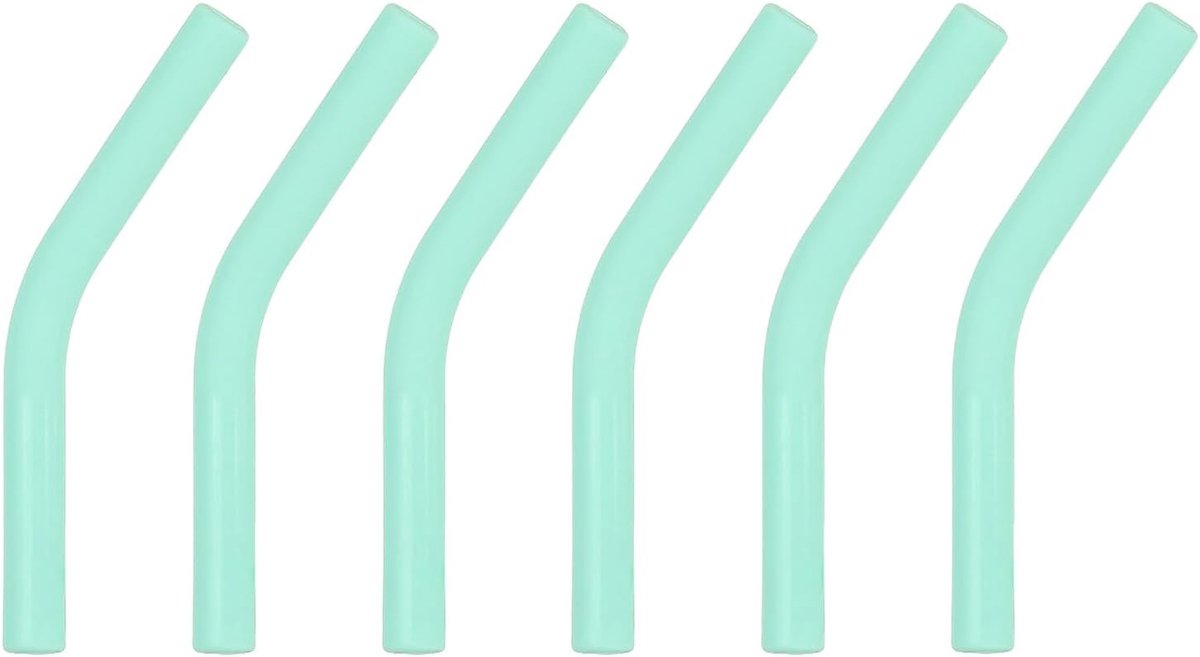 SnelShoppen - 6 Pcs Silicone Straw Tips - Herbruikbare Siliconen Rietjes Covers - Geschikt voor 6mm RVS Rietjes - Mint Groen - Ideaal voor Feest, Camp