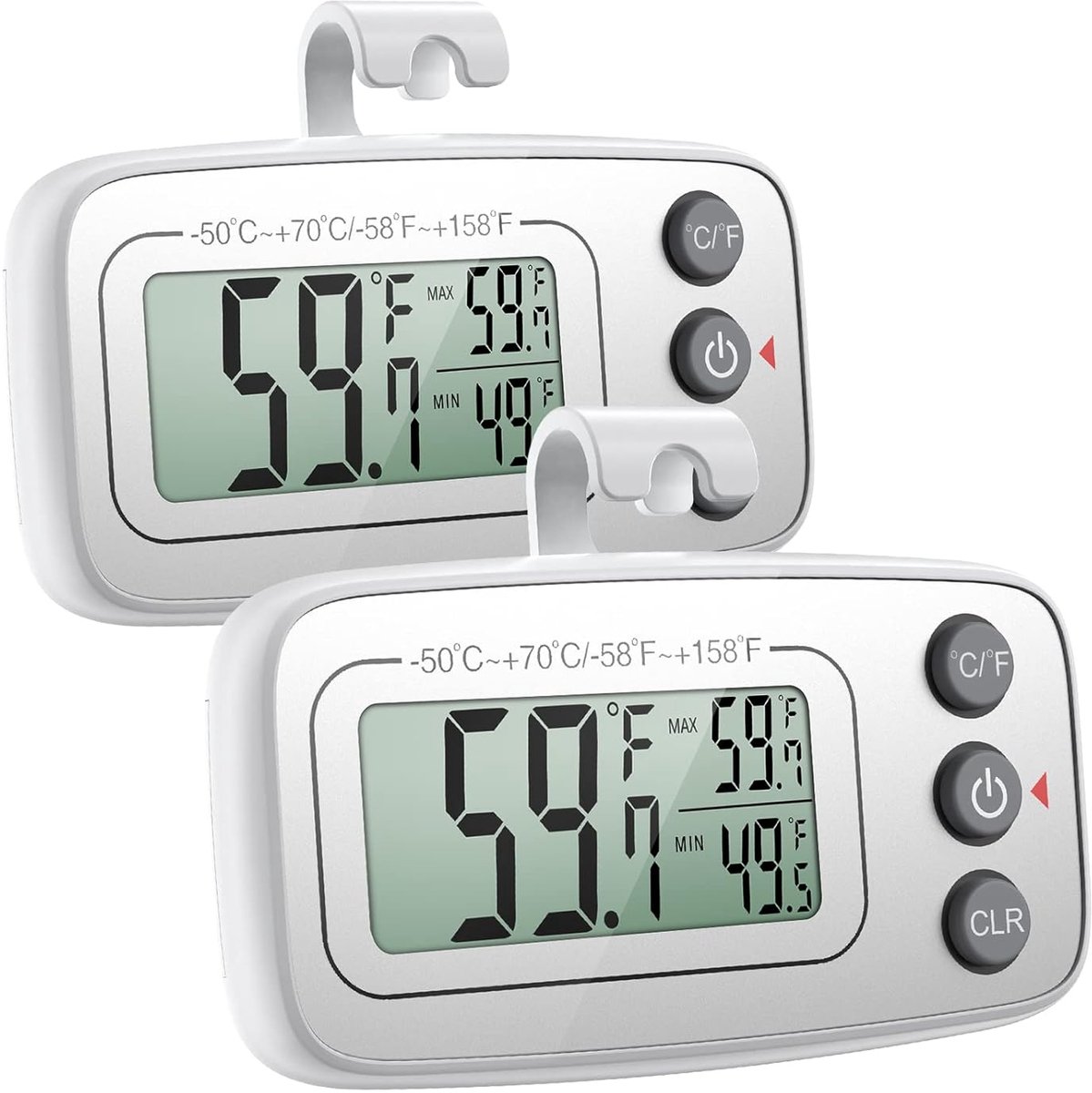 SnelShoppen - Digitale Thermometer Hygrometer voor Koelkast en Vriezer, Draadloze Binnen Thermometer met LCD Scherm, Magnetische Max/min Registratie v