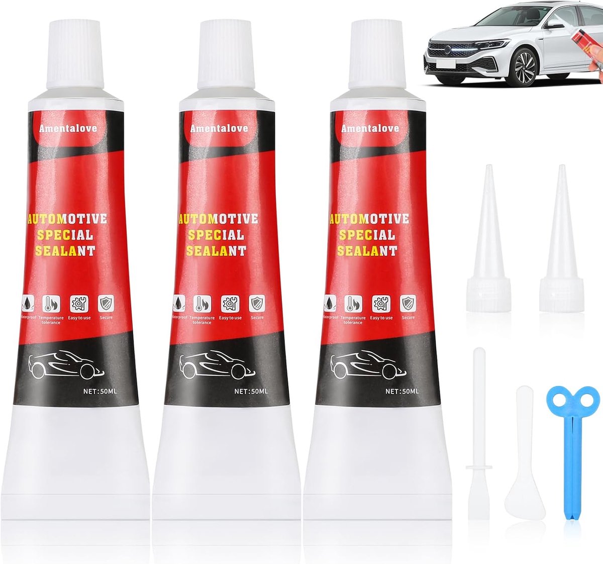 SnelShoppen - 3Pcs 150ML Zwart Lichaamslijm, Sneldrogende Auto Lijm voor Autoruit, Deurstekkers, Waterdicht en Warmtebestendig voor Sealing van Carros