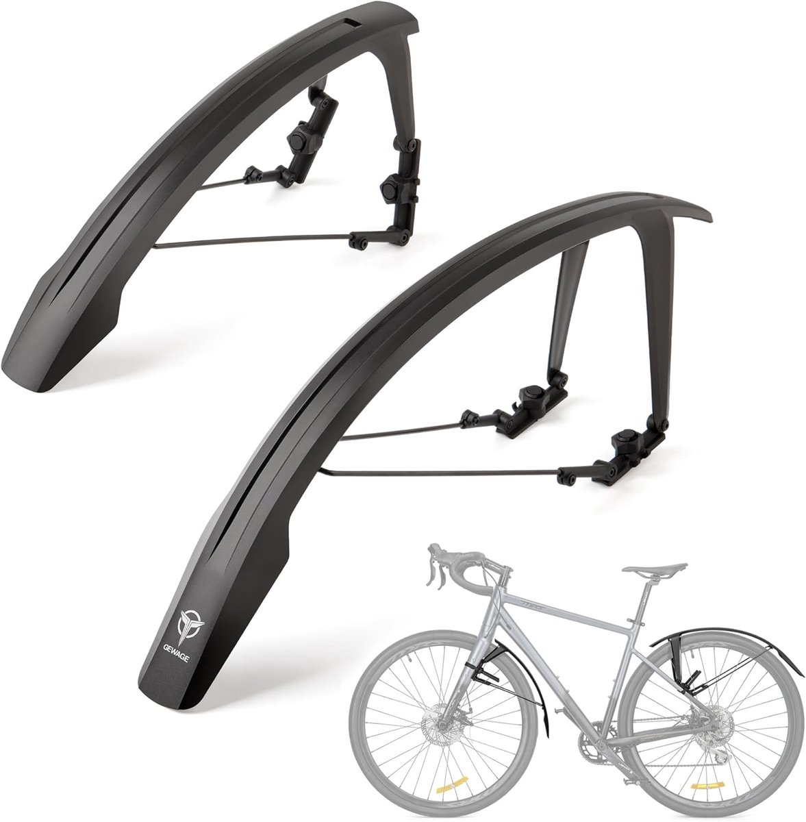 SnelShoppen - Fietsspatborden Set voor Racefietsen & Gravelbikes 700C/28 Inch - Toolvrije Montage, Dubbel Spoiler Ontwerp, Uitbreidbare Spatbeschermer