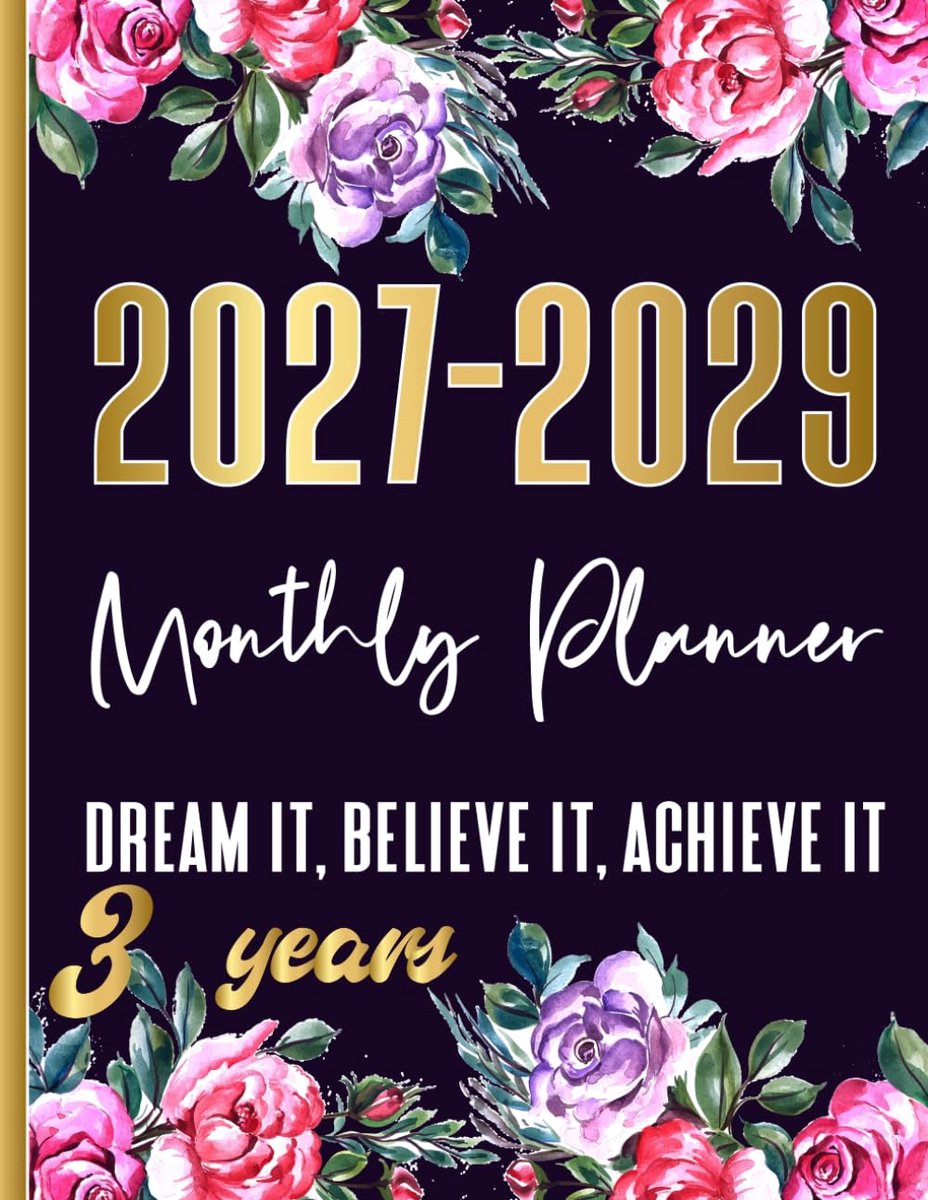 SnelShoppen - 2027-2029 Maandplanner 3 Jaar - Grote Kalender met Feestdagen, Belangrijke Data, Notitiepagina's & Doeltracking voor Productiviteit en D