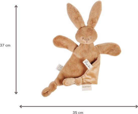 Nattou Lapidou Baby Knuffeldoekje - 37 x 35 cm - Doudou Konijn - Warm Beige van Nattou — afbeelding 5