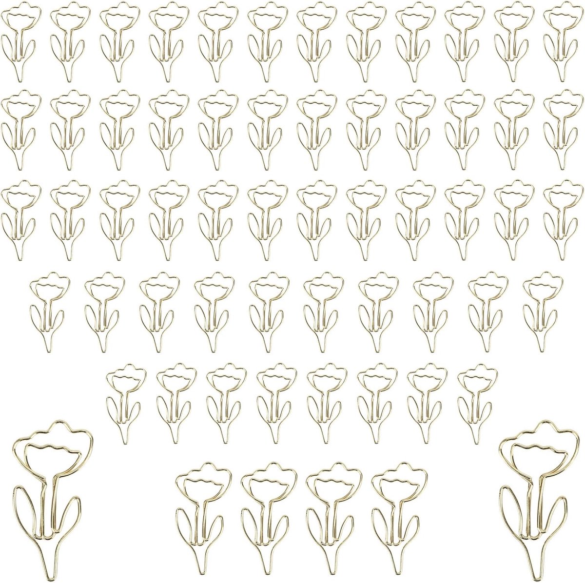 Bloemvormige Paperclips - Metalen Clips Bladwijzers - Documenten Organiseren - Vrolijk Tulpvorm Ontwerp - 60 stuks - Kleurrijk