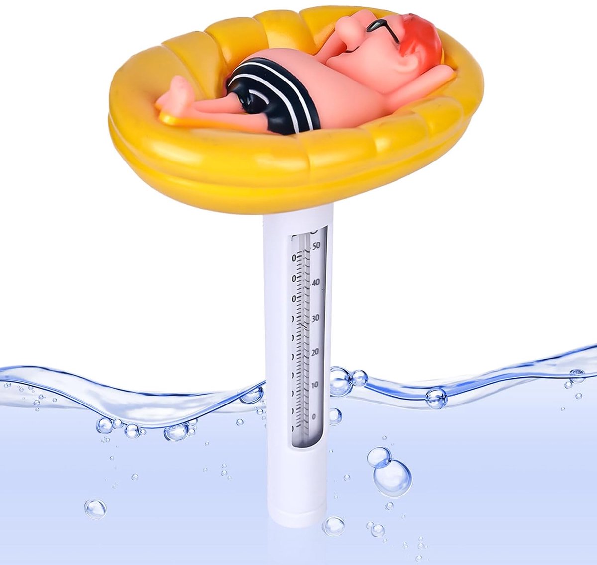 SnelShoppen - Floating Pool Thermometer - Schokbestendige Waterthermometer - Voor Zwembad, Spa, Aquarium, Vijvers en Babybadje - Geel, Duurzaam PVC Ma