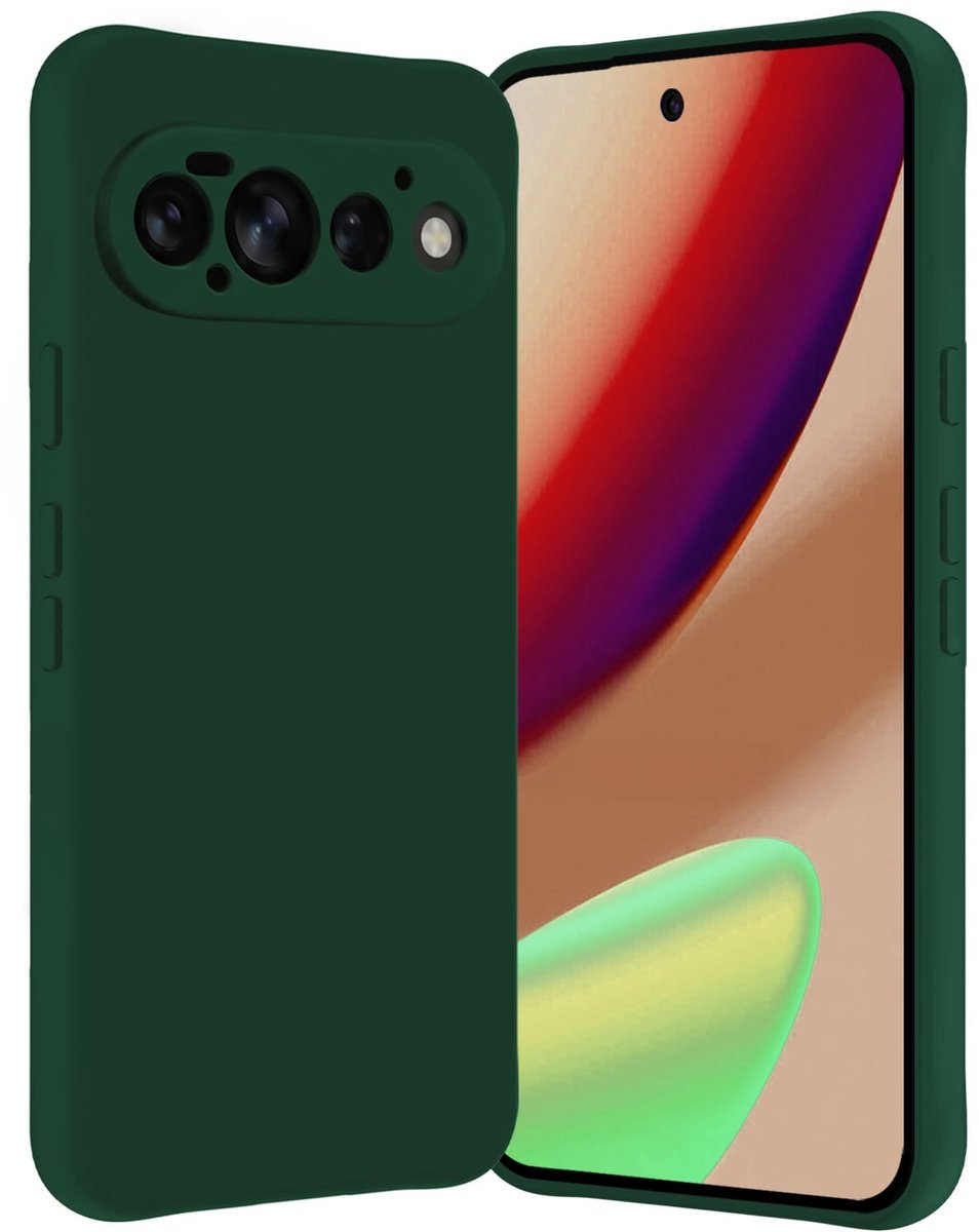 Hoes - Geschikt voor Google Pixel 11 Pro - Sterk & Shockproof - Hoesje Cover - Siliconen Case - Donkergroen