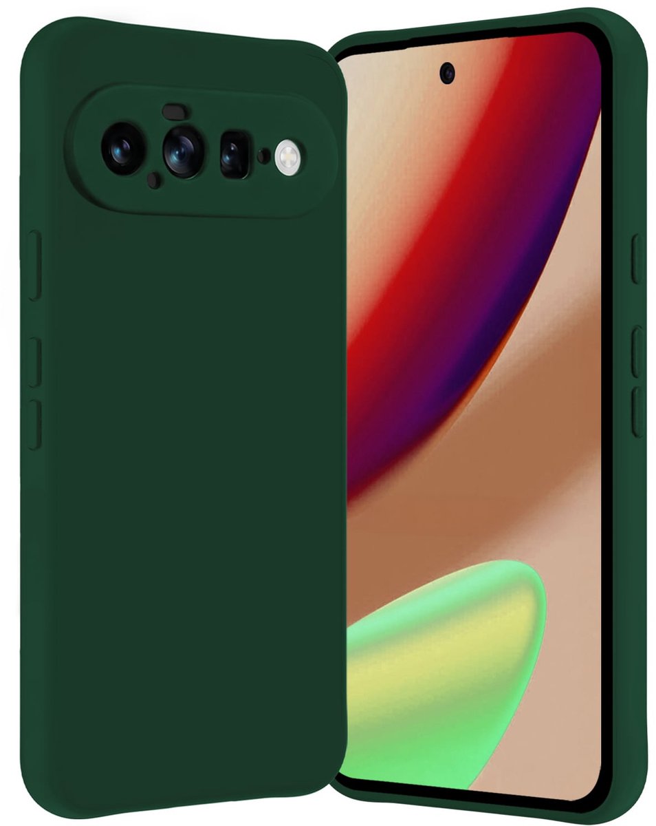 Hoes - Geschikt voor Google Pixel 11 - Sterk & Shockproof - Hoesje Cover - Siliconen Case - Donkergroen