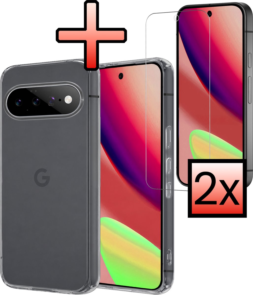 Hoesje - Met 2x Screenprotector - Geschikt voor Google Pixel 11 Pro - Sterk & Shockproof - Back Cover - Siliconen Case - Telefoon Hoes - Transparant