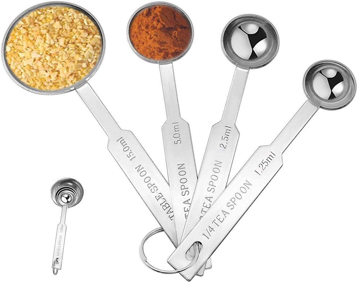 SnelShoppen - 4-delige metalen maatlepels set voor bakken, koken en meten, ideale keukentools, roestvrij staal, perfect voor nauwkeurige porties