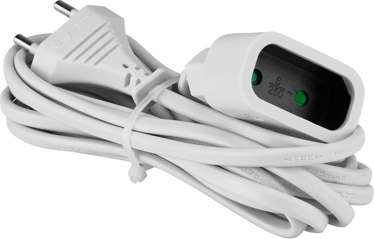 SnelShoppen - Hoogwaardige 3 meter Extension Cable | 2x0,75mm | Geaard | Voor Thuis, Tuin, Camping | Wit