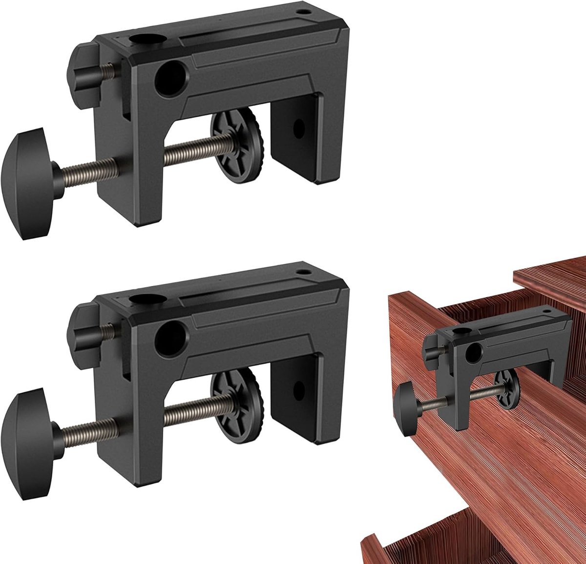 SnelShoppen - C-Clamp Set van 2 - Universele Tafel Klemmen - Desk C-Clamp voor Kast en Lade Installatie - Duurzaam en Stevig - Zwart
