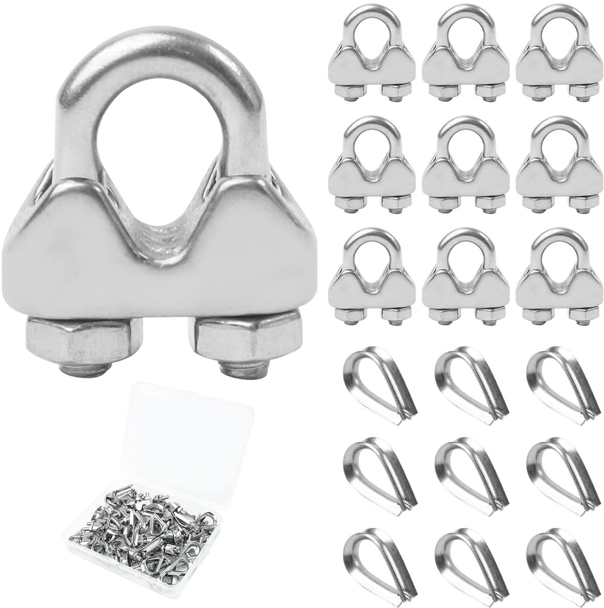 SnelShoppen - 30pcs Stalen Kabelclips 4 mm, 304 RVS, U-Bolt Klemmen, Kabel Clips, Stevige Bevestiging voor Staal, Kledinglijn, Tuin, Klussen
