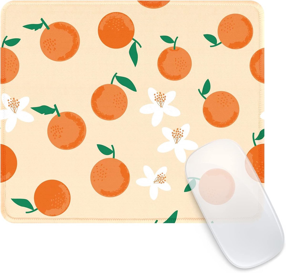SnelShoppen - Funny Cute Peach Flower Fruit Mouse Pad - Premium Textured Waterdichte Muismat met Non-Slip Rubber Basis - 9.5 x 7.8 inch voor Thuis en