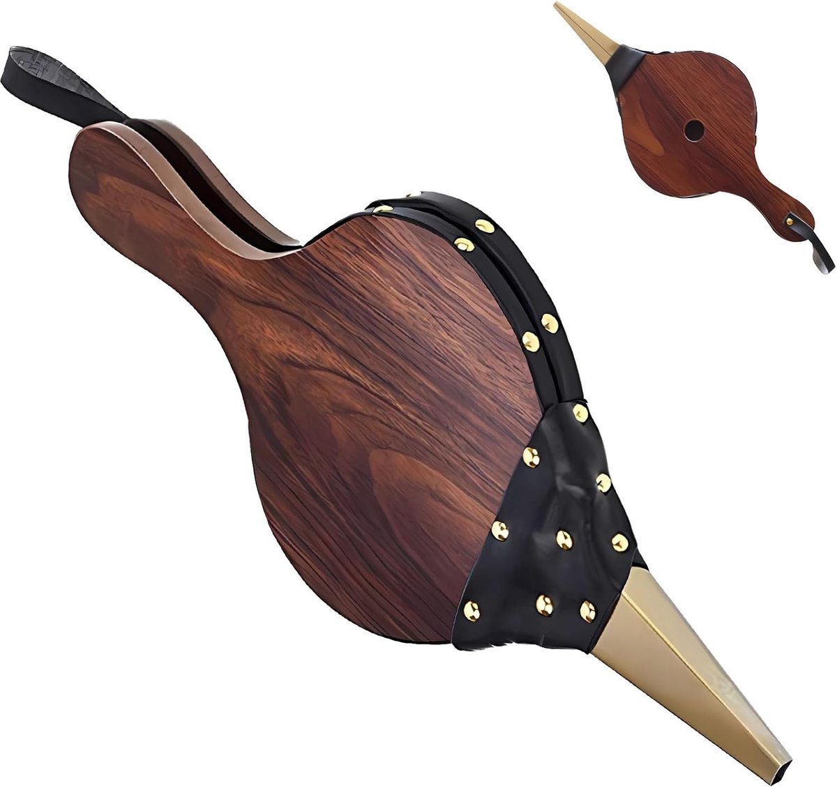 SnelShoppen - Houten Vouwblazers voor Barbecue, Handblazer voor Haard, Voor Buiten Grillen, Kamperen, Openhaard, Bruin (Groot)