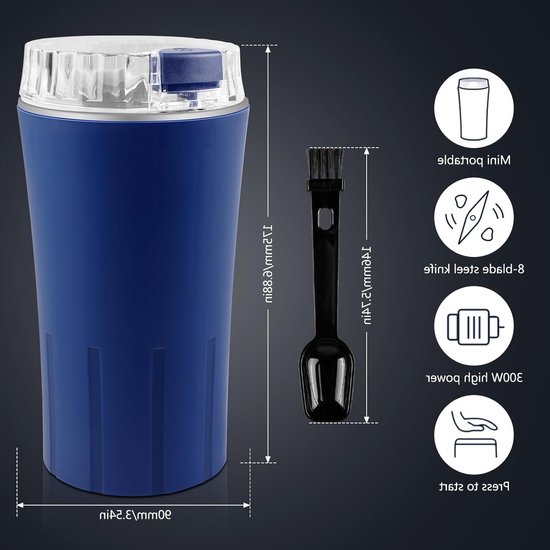 Koffiemolen 300 W met roestvrijstalen messen, multifunctionele elektrische molen voor koffiebonen, specerijen, noten en kruiden — afbeelding 5