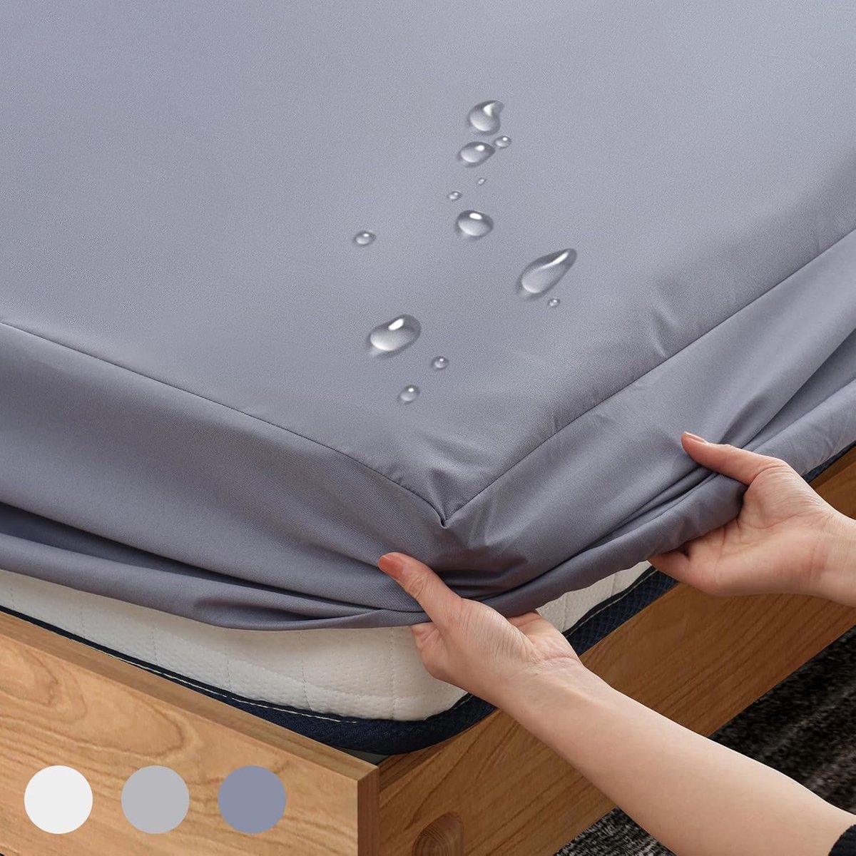 SnelShoppen - Waterdichte Microfleece Hoeslaken 160x200 cm - Elastisch, Ademend, Oeko-Tex, Donkergrijs, Geschikt voor Matras tot 30 cm Hoogte - Ideaal