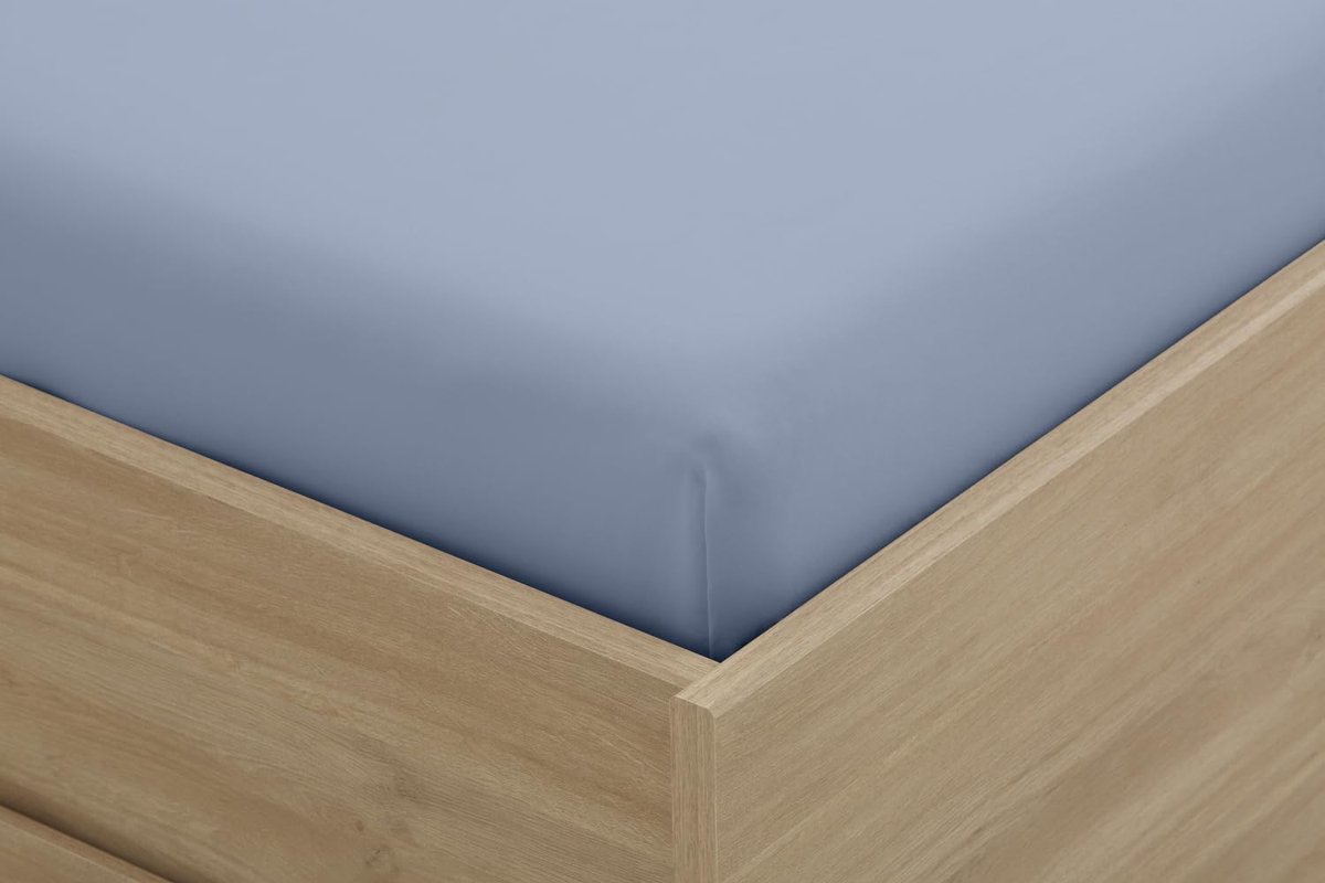 SnelShoppen - Fitted Sheet 160x200 cm - Polyester Microfibre - Non-Toxic Oeko-Tex - Super Zacht - Grijs Blauw - Perfect voor Eenpersoonsbedden