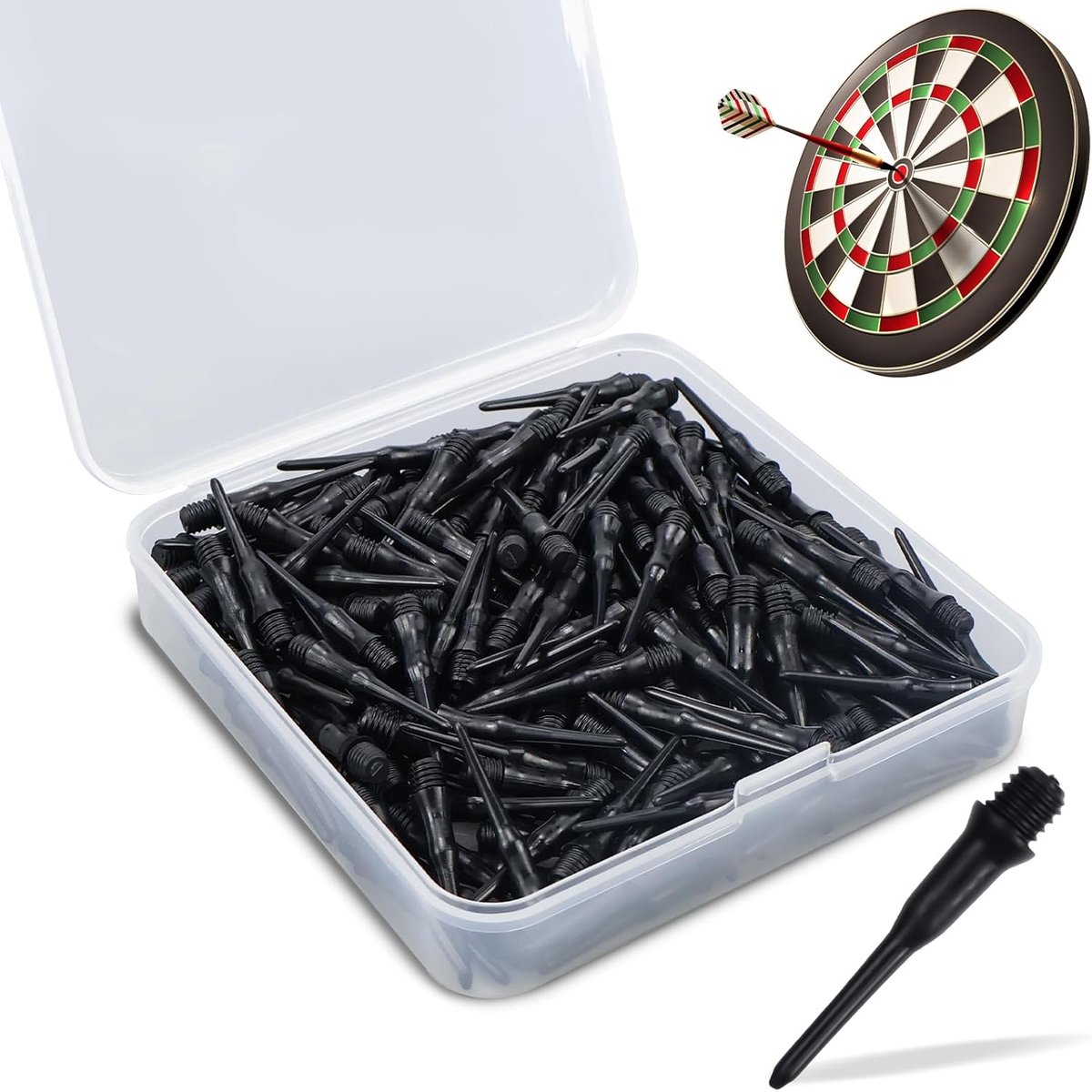 SnelShoppen - KXVXXV Dart Tips - Plastic Soft Replacement Tips - 200 Stuks - Zwart - Duurzaam en Breukbestendig - Voor Dart Flights en Spellen