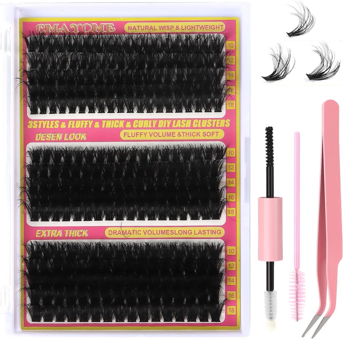 SnelShoppen - 300 D-Curve Valse Wimpers Set, 10-18 mm, Meervoudig Herbruikbaar, Beginnersvriendelijk, Natuurlijke Dichtheid 30D/40D/50D, Perfect voor