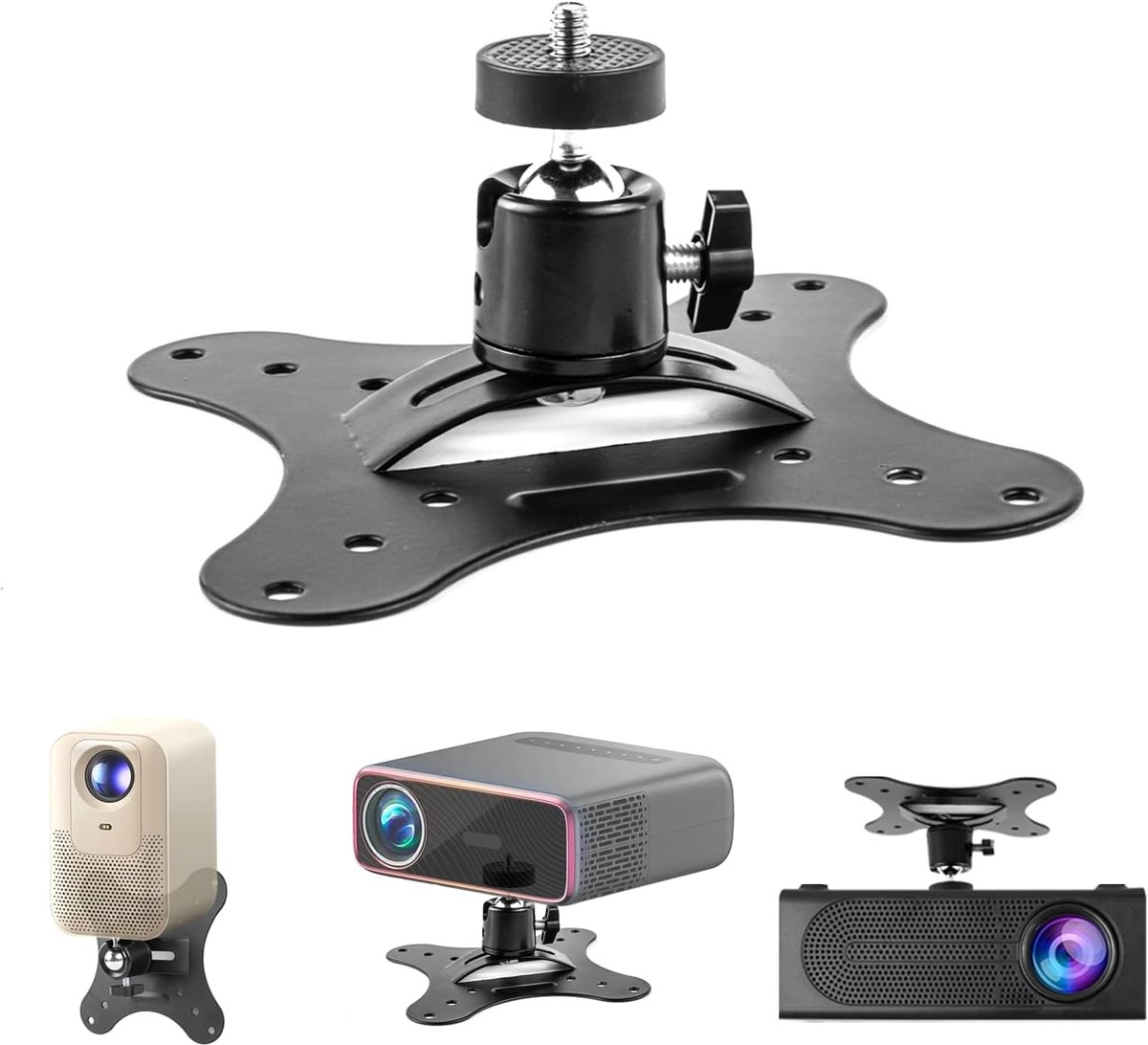 SnelShoppen - Projector Houder Wandmontage 360° Verstelbaar Projector Stand Universeel Voor Thuisbioscoop Gaming Ruimtes En Kantoors Metaal