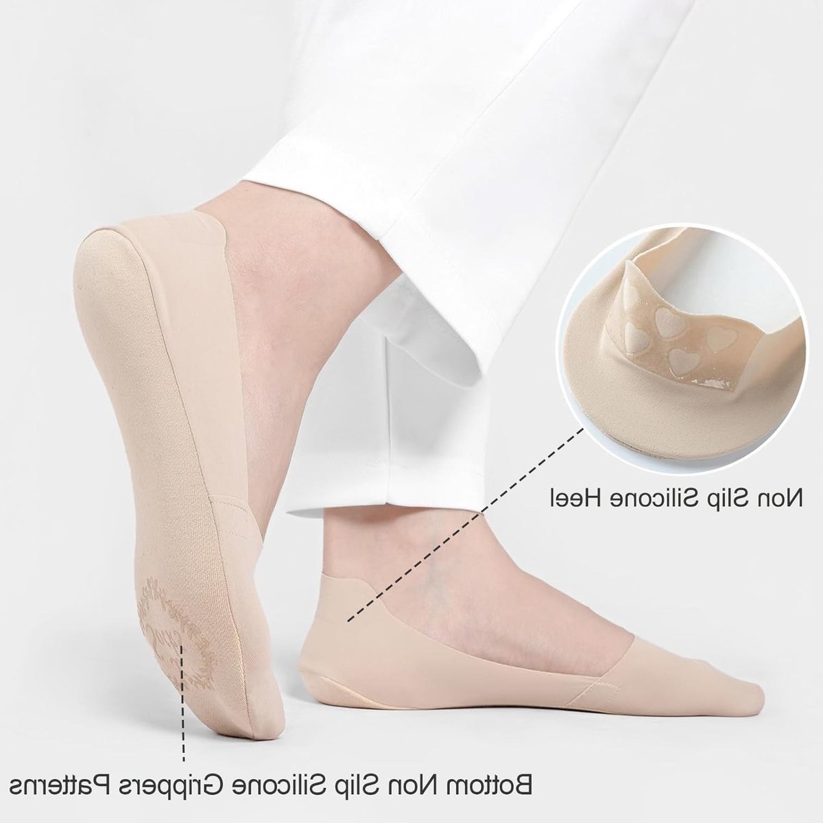 Dunne Onzichtbare Antislip Sokken voor Dames, Lage Kousen van Nylon voor Loafers en Flats, Perfect voor Elke Gelegenheid