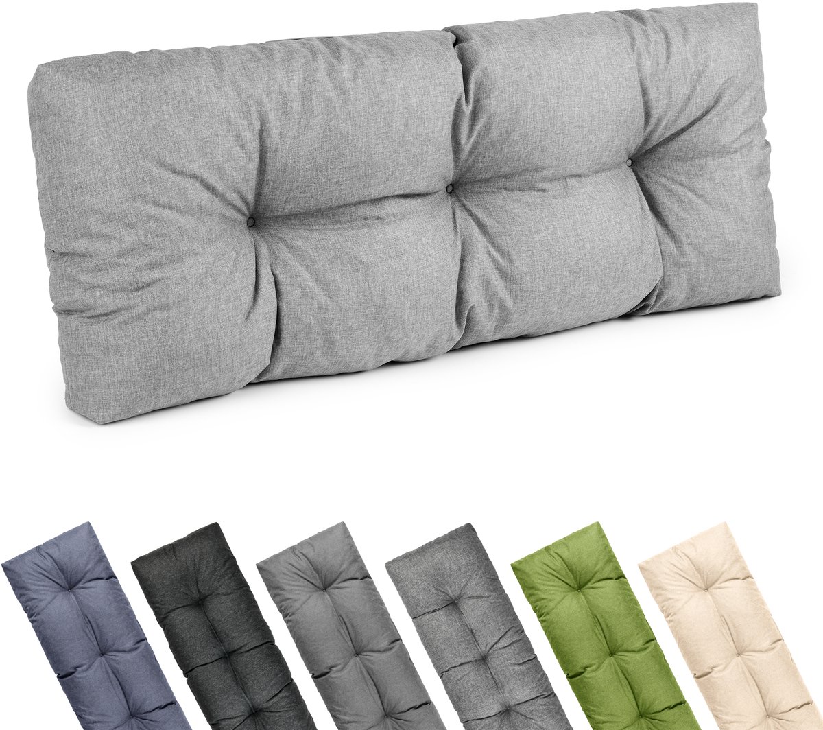 Garronda Rugkussen 120x45 cm 12 cm Waterafstotend UV- en Waterbestendig voor Palletbank GD-0252 Lichtgrijs