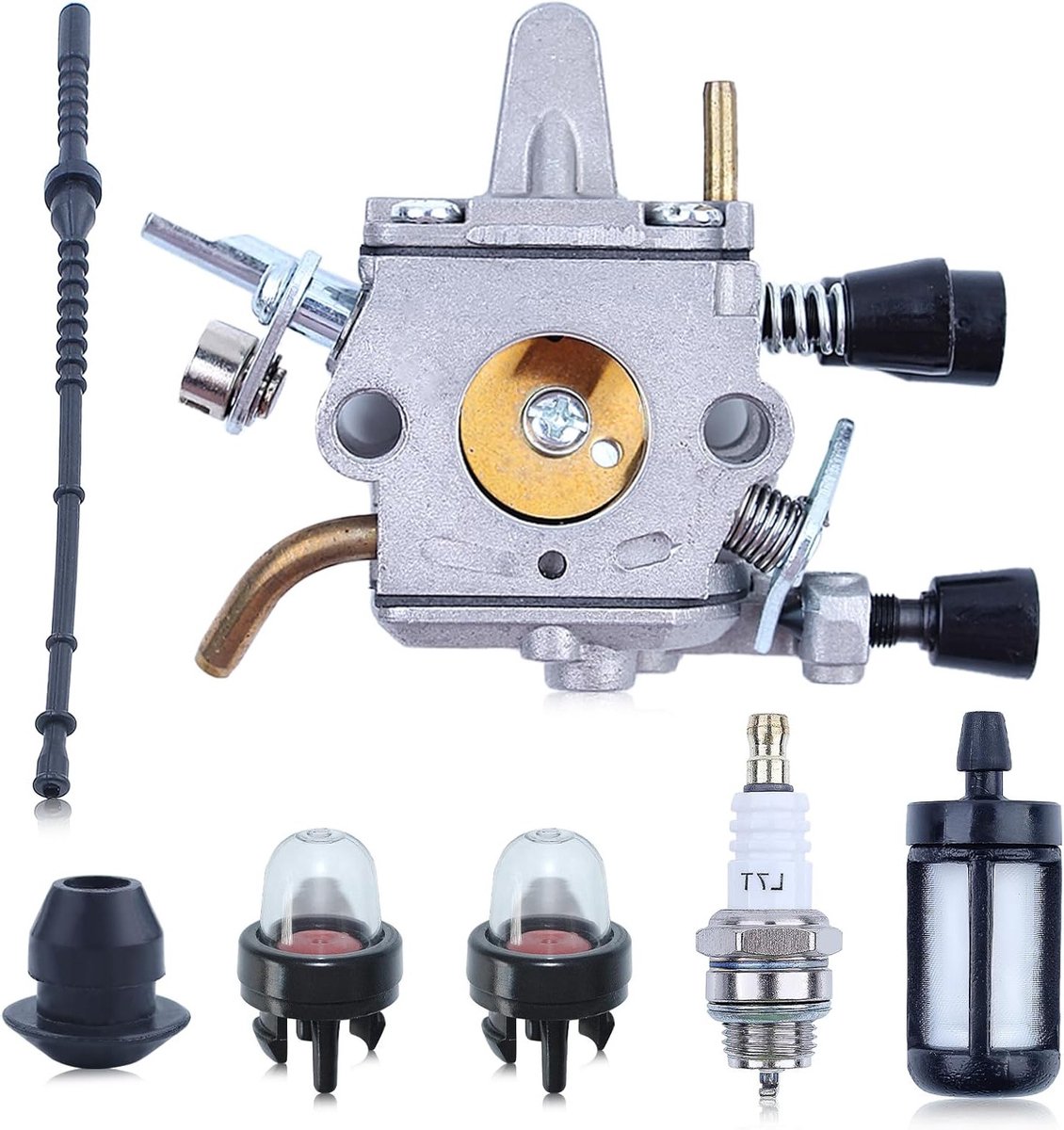 Complete Carburetor Kit voor Bosmaaier met Luchfilter, Brandstoffilter, Brandstofslang en Bougie voor optimale prestaties